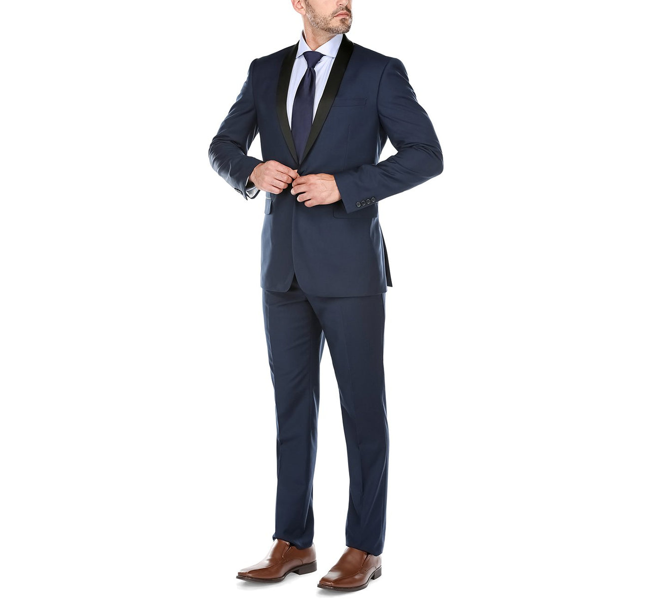 Renoir 201-19 Men's Slim Fit 2-Piece Shawl Lapel Slim Fit Tuxedo Suit