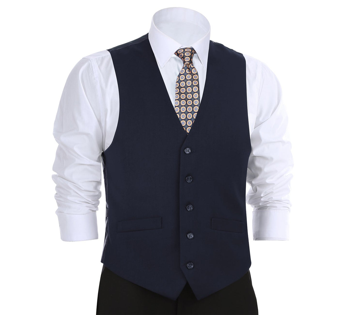 Renoir 201-2 Men's Classic Fit Suit Separate Vest - Navy