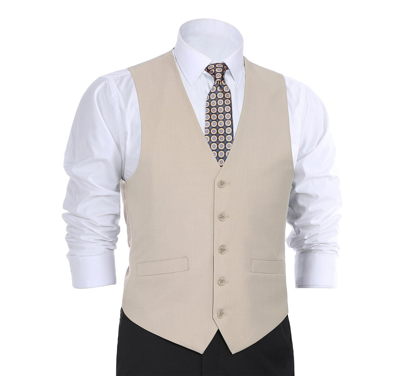 Renoir 201-3 Men's Classic Fit Suit Separate Vest - Beige