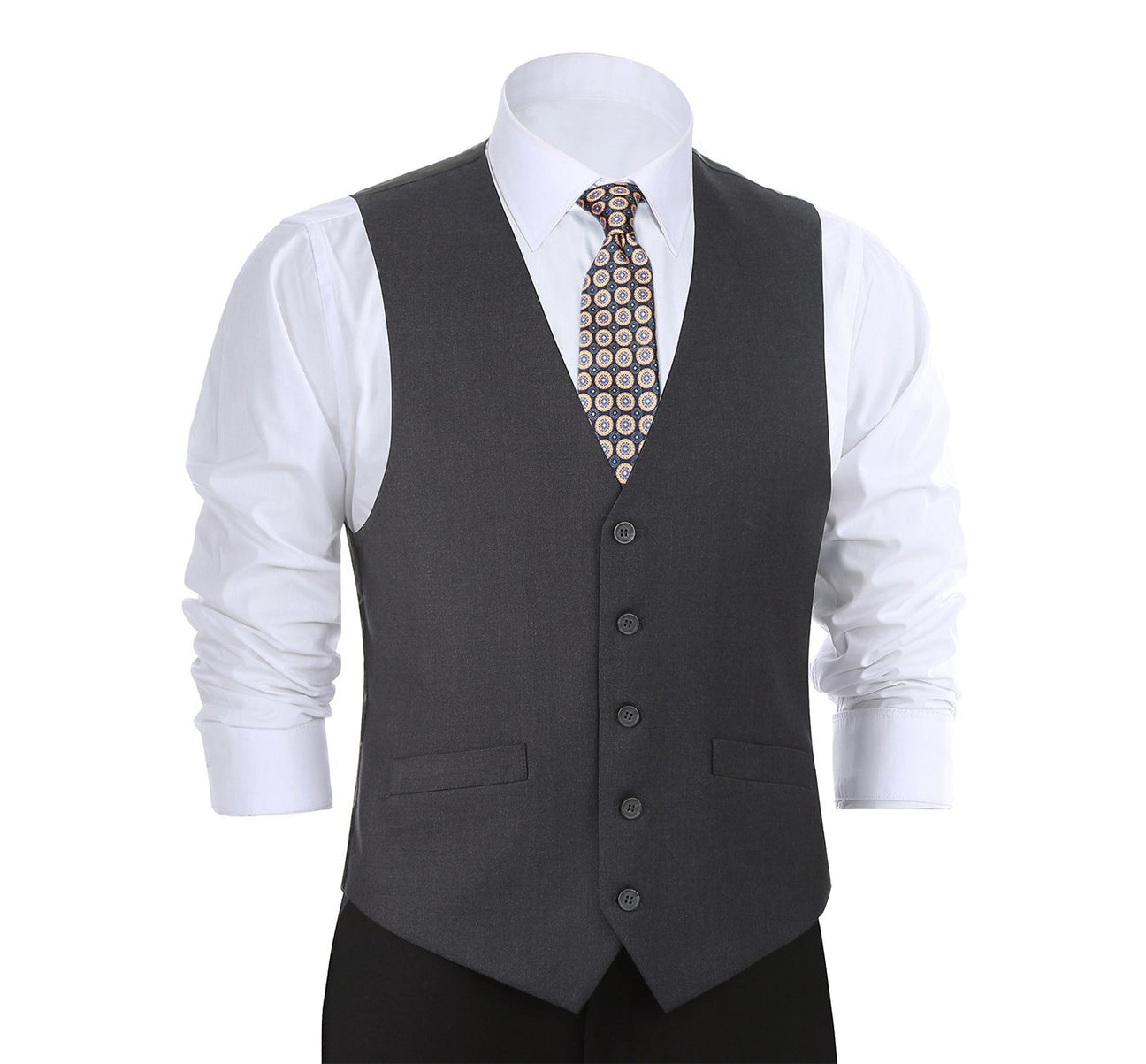 Renoir 202-1 Men's Classic Fit Suit Separate Vest - Charcoal