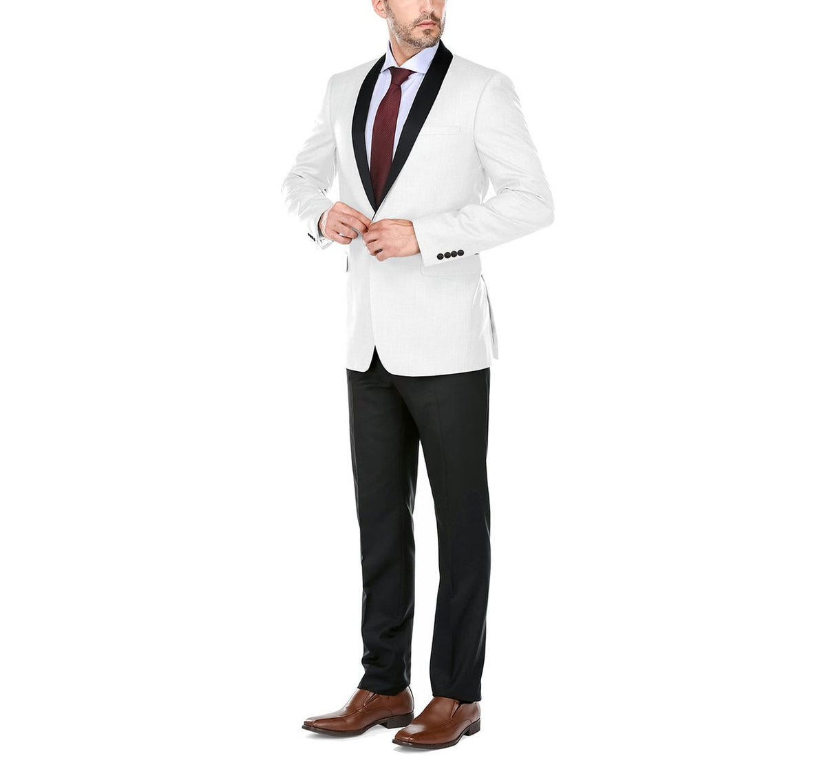 Renoir Men's Burgundy Slim Fit 2-Btn Suit w/Vest Option