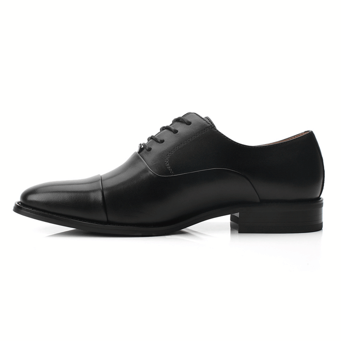 Men's Lace Up Round Cap Toe Dress Shoes - Black