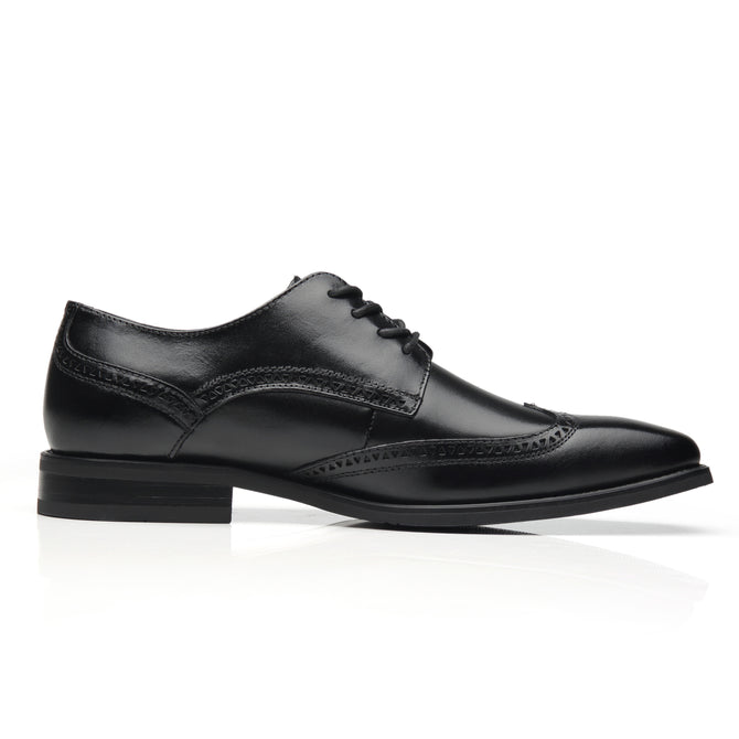 Men's Oxford Wing Tip Navy Leather Dress Shoes - Black 8D / Black / A11577 Men's Oxford Wing Tip Navy Leather Dress Shoes - Black 8D / Black / A11577