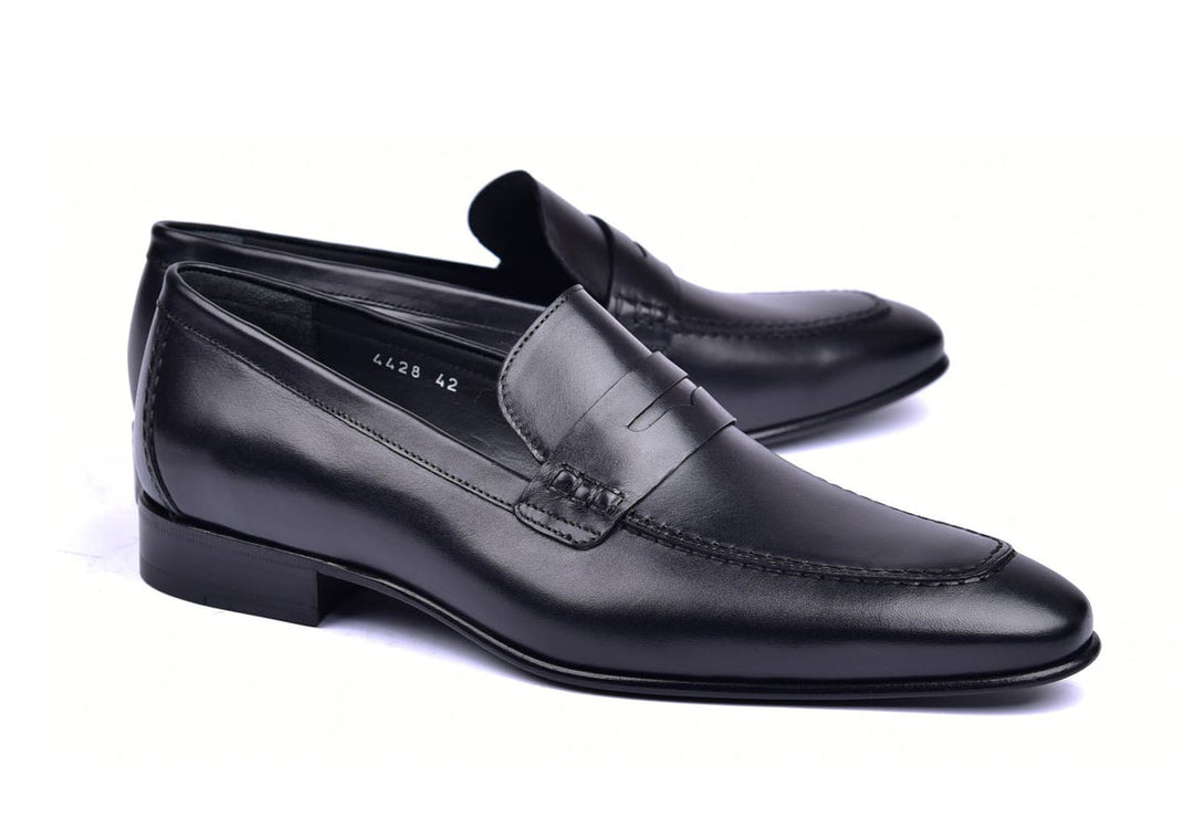 Corrente 4428 Leather slip-on Loafer Shoes - Penny Black
