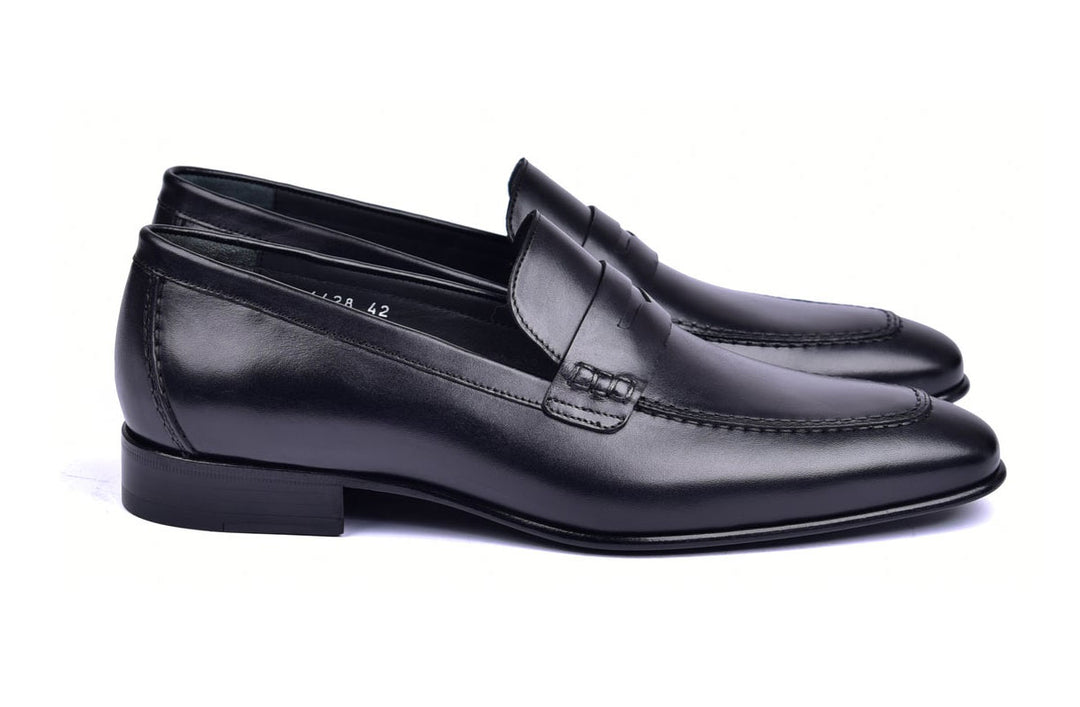 Corrente 4428 Leather slip-on Loafer Shoes - Penny Black