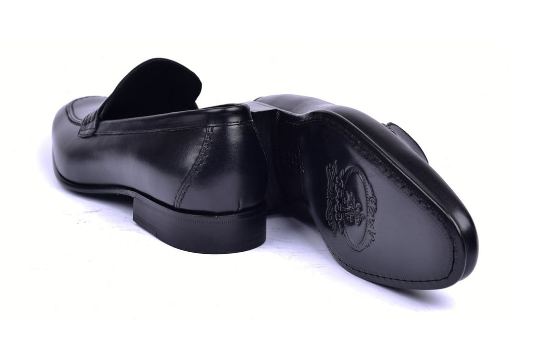 Corrente 4428 Leather slip-on Loafer Shoes - Penny Black