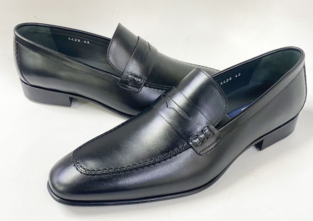 Corrente 4428 Leather slip-on Loafer Shoes - Penny Black