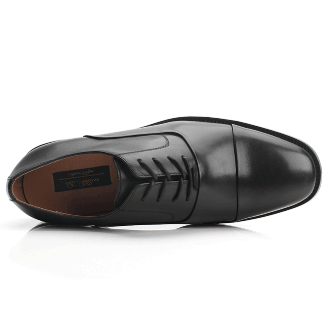 Men's Lace Up Round Cap Toe Dress Shoes - Black