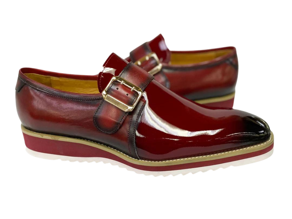 Gorgeous Patent Leather Slip on Monkstrap - Burgundy