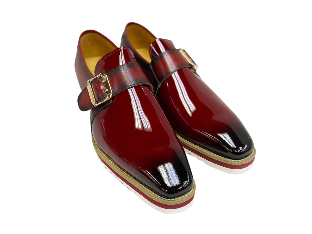 Gorgeous Patent Leather Slip on Monkstrap - Burgundy