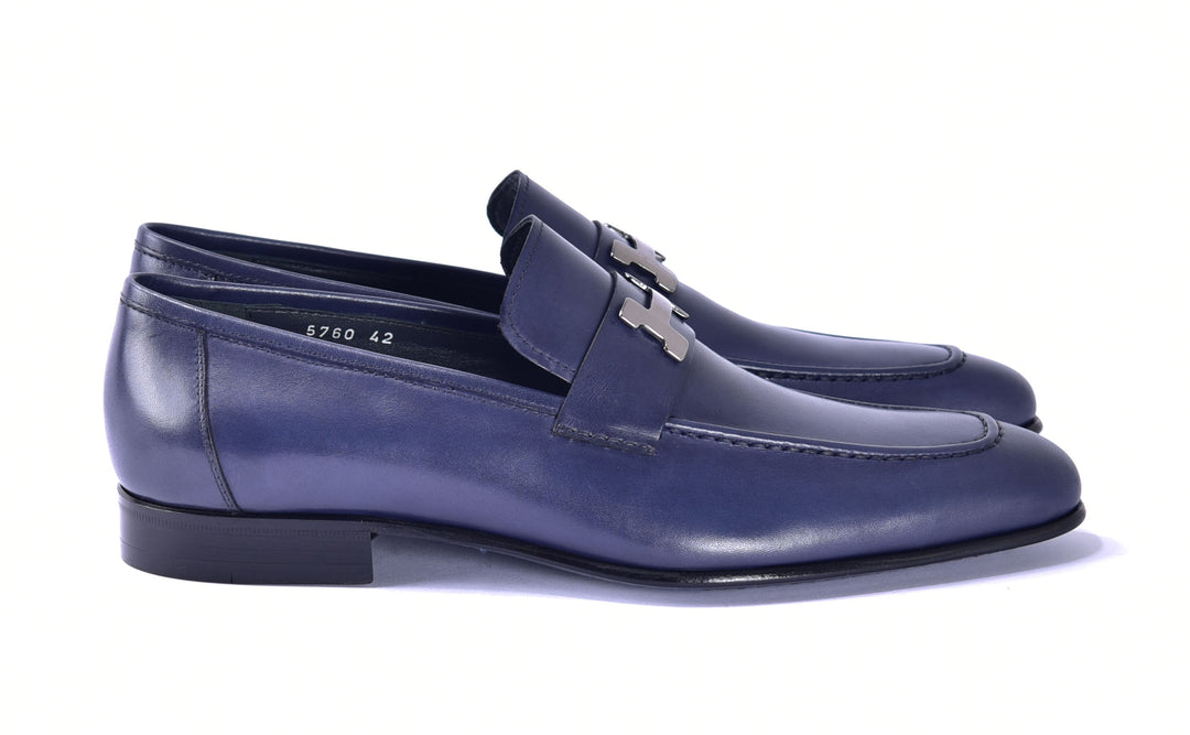 Corrente 5760 Burnished Calfskin Loafer - Navy