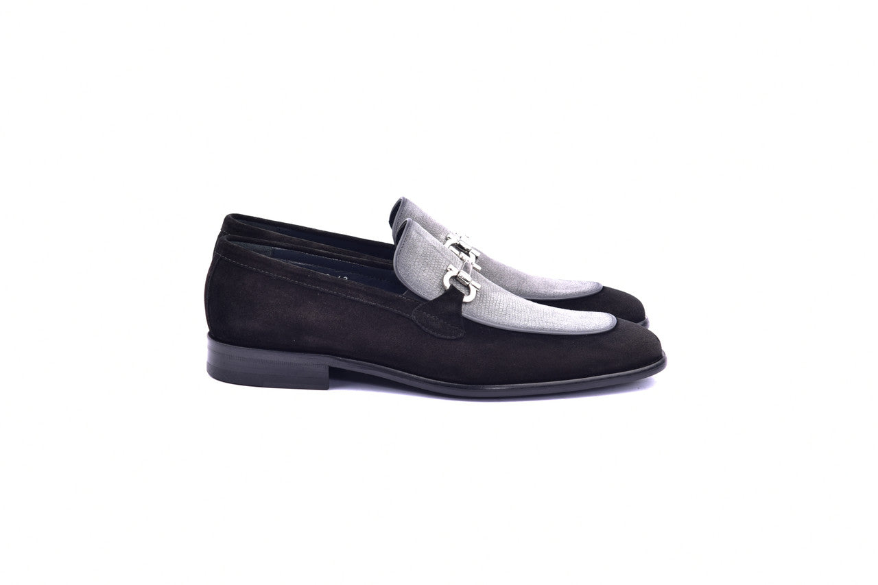 Corrente 6376 Suade Bit Buckle loafer - Black