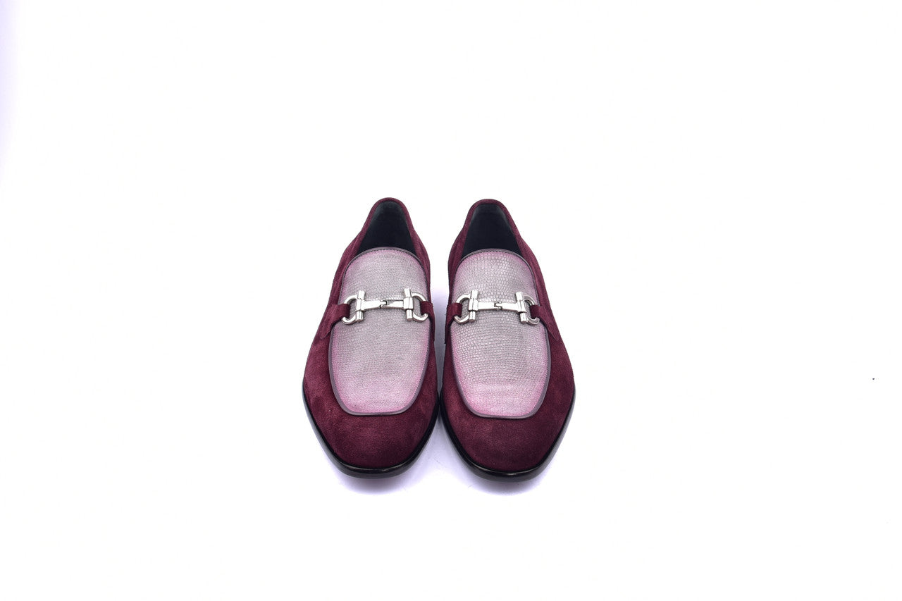 Corrente 6376 Suade Bit Buckle loafer - Burgundy