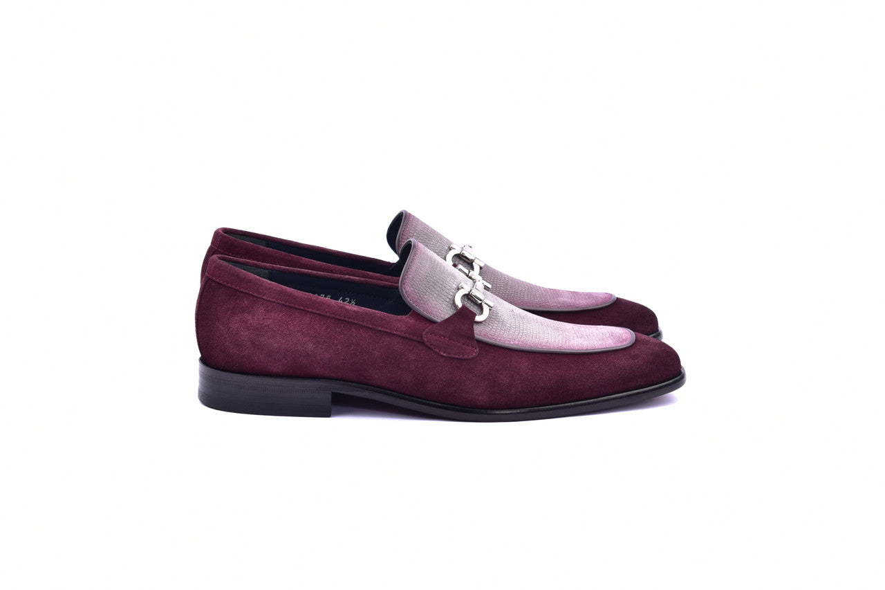 Corrente 6376 Suade Bit Buckle loafer - Burgundy