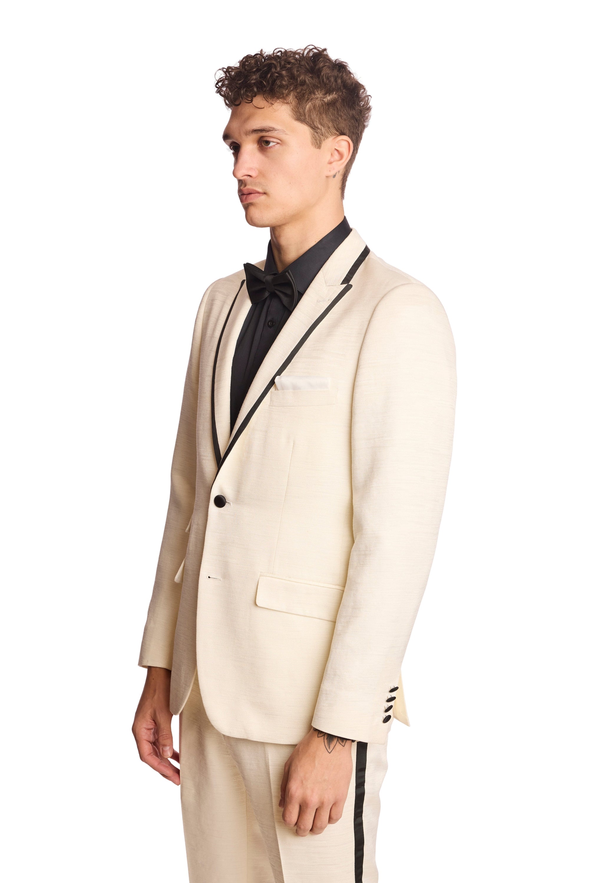 Jacquard Peak Tuxedo Milk White