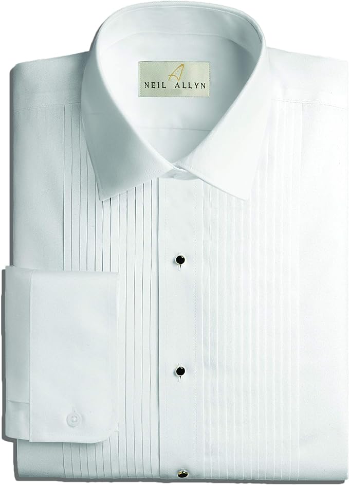 Neil Allyn Laydown Collar Modern Fit Tuxedo Shirt - White
