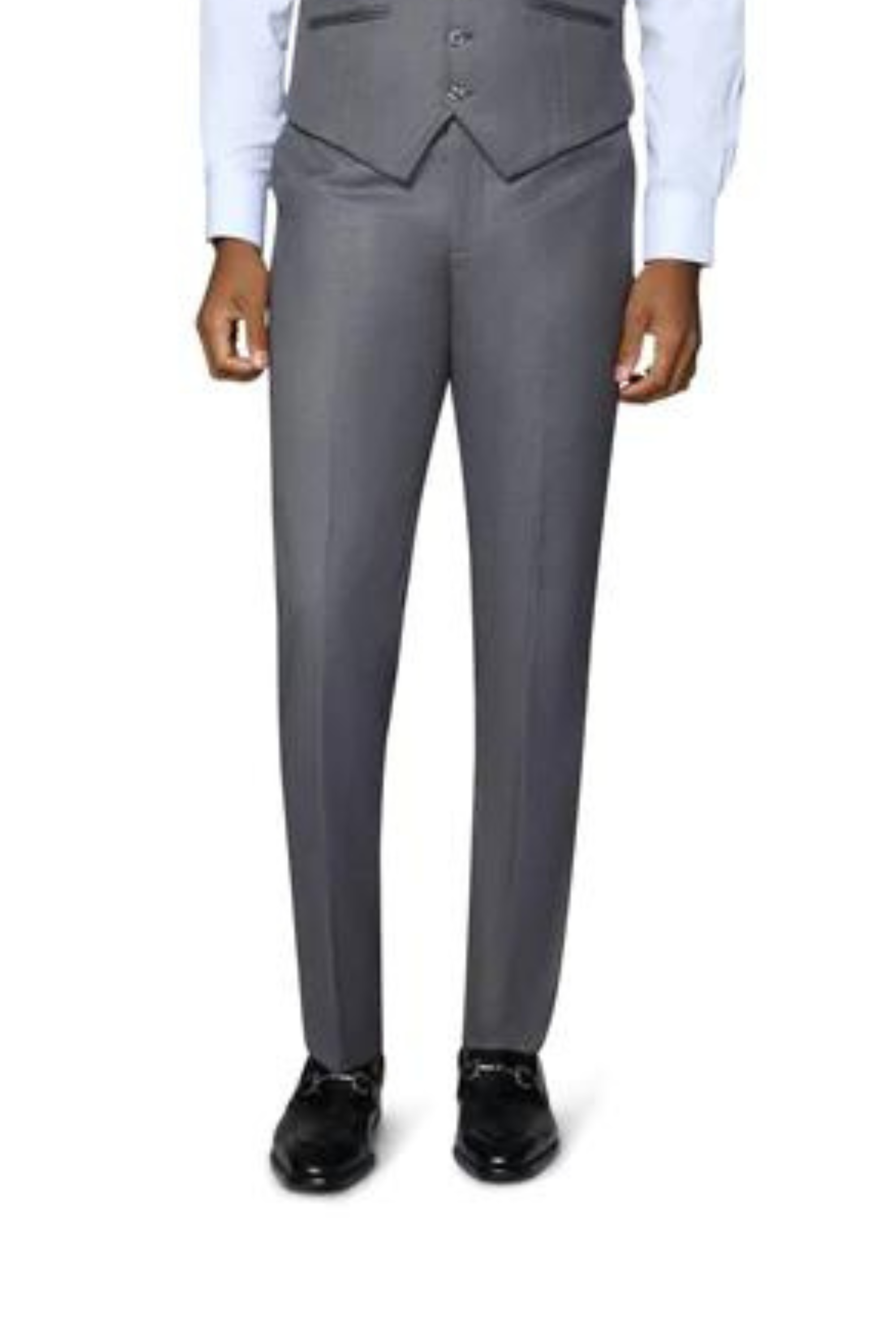 Berragamo Solid Modern Fit Pants - Medium Grey