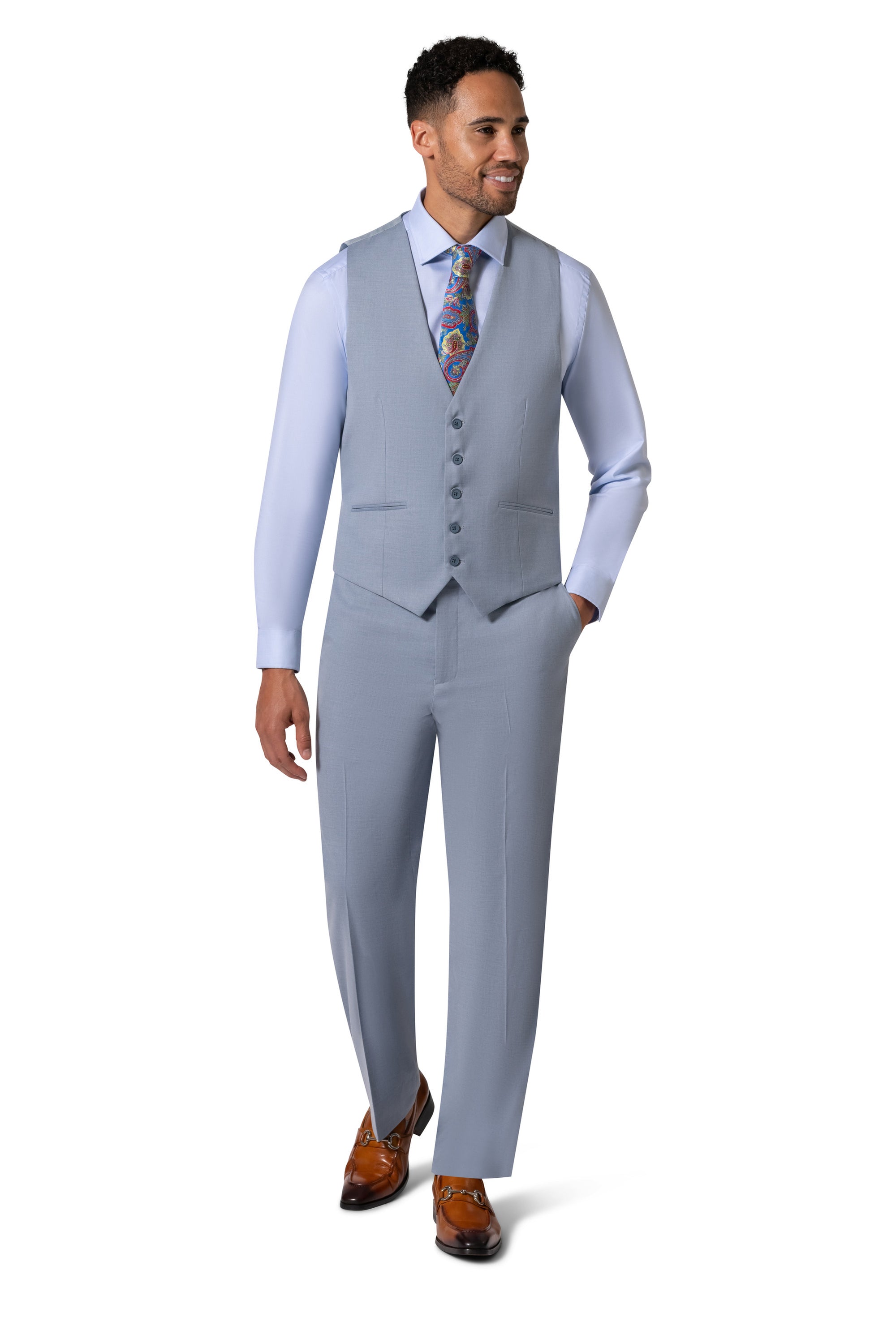 Berragamo MARCO UNI 3PC Notch Slim Suit - Light Blue