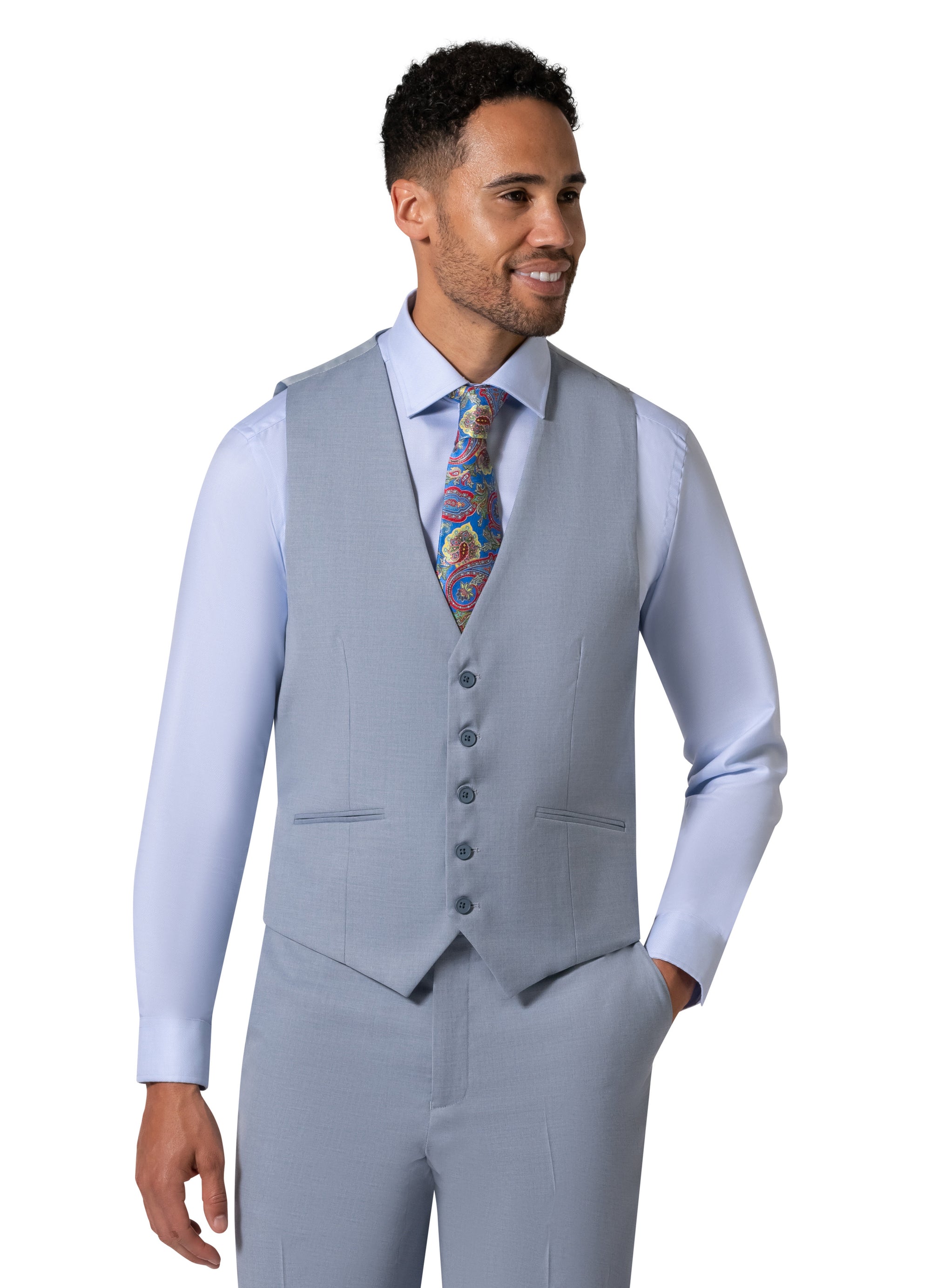 Bergamo Orange MARCO UNI 3PC Notch Slim Suit - Light Blue