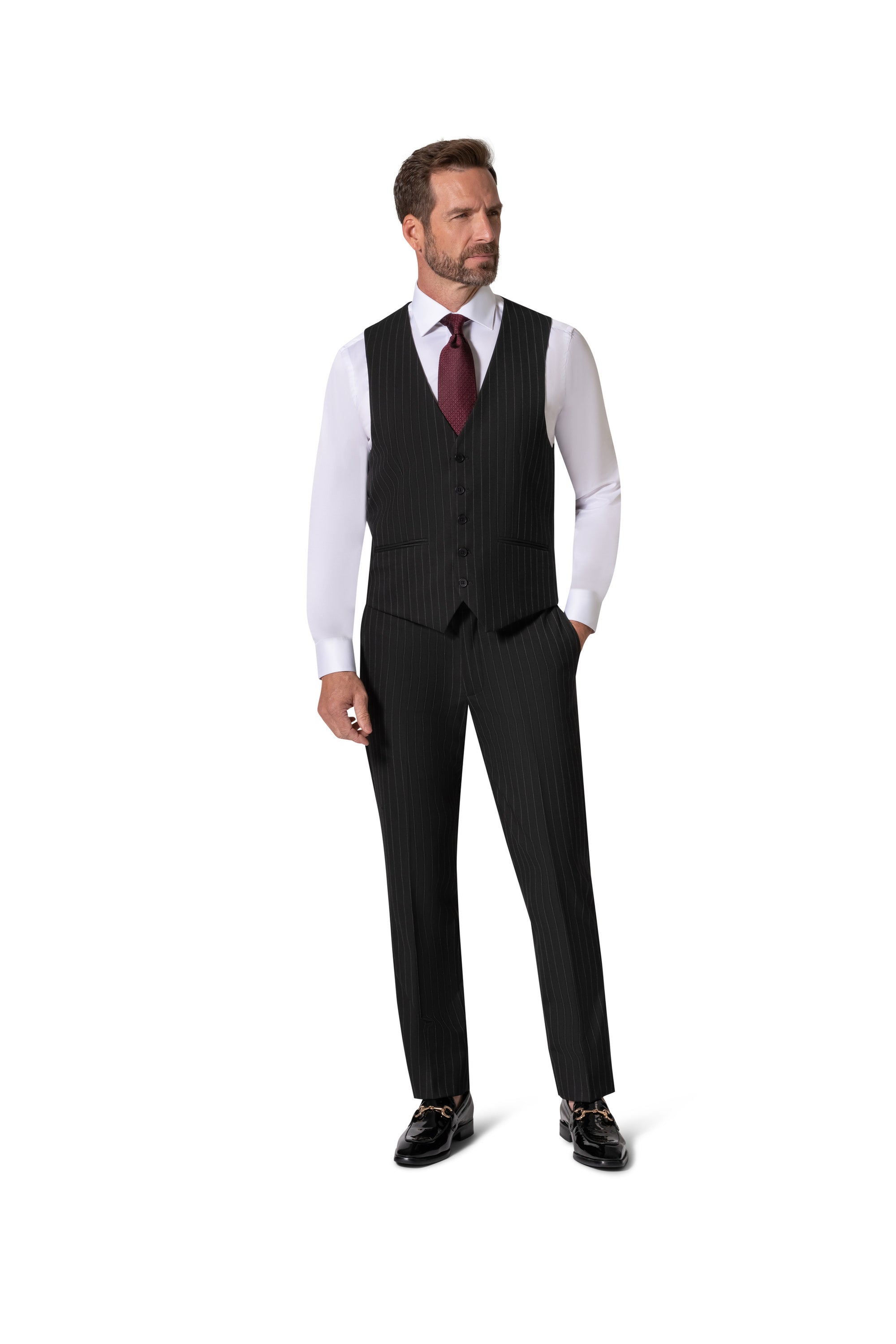 Bergamo Orange BP04K-E32 3PC Slim Suit - Black