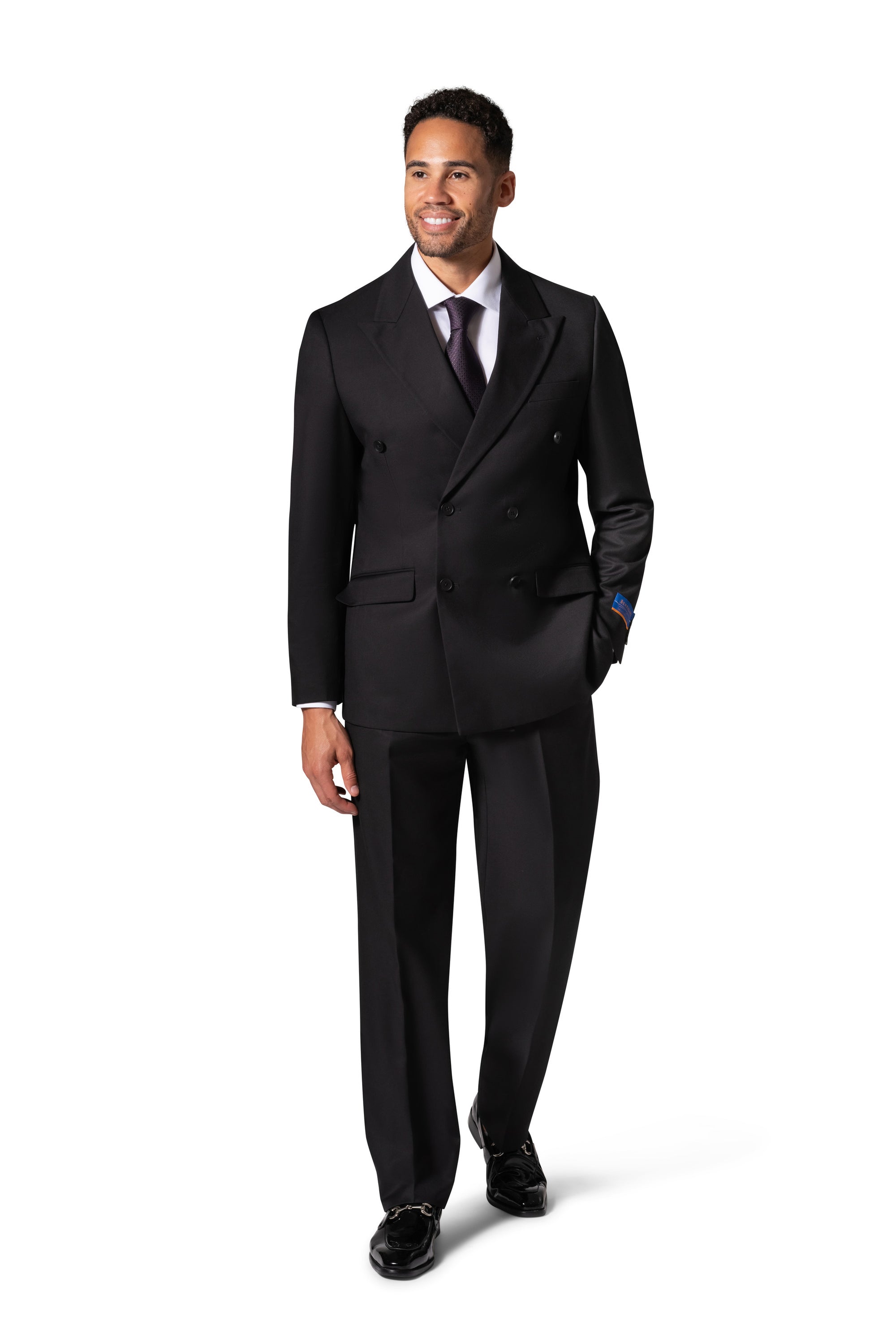 Bergamo Orange A6732 D/B Slim Fit Suit - Black