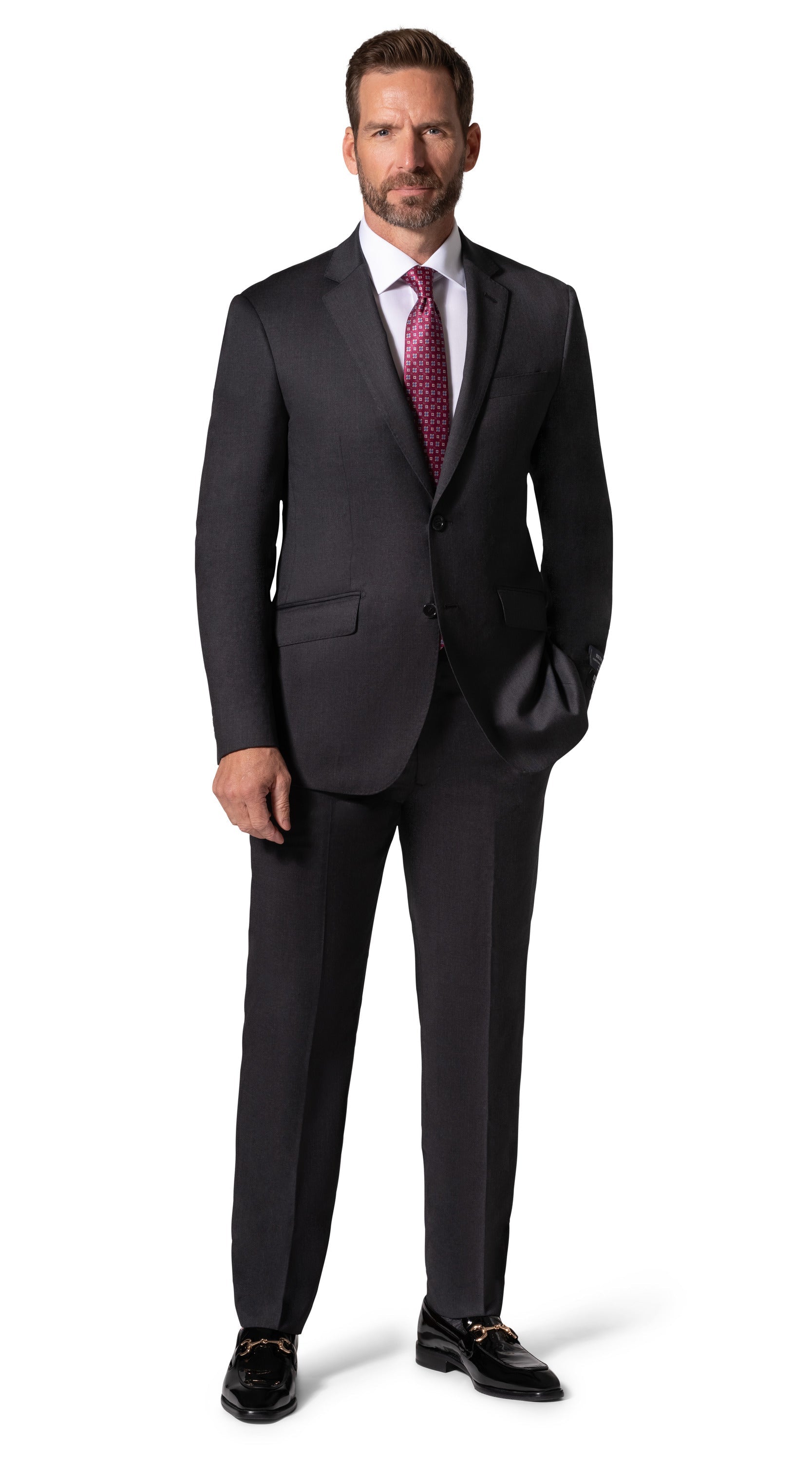 Bergamo Elegant - Reda | Slim Fit 2-Piece Solid Suit - Charcoal