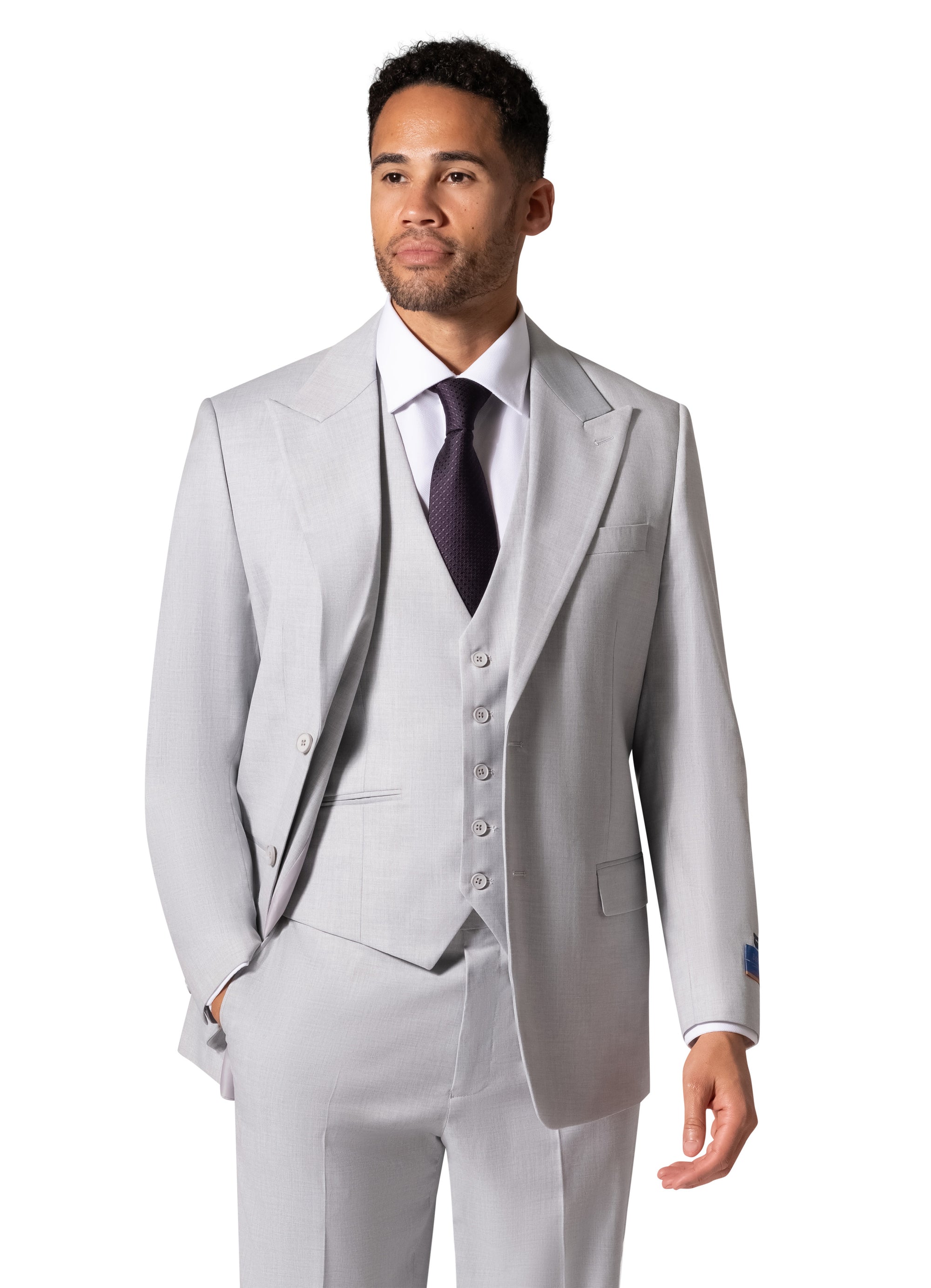 Bergamo Orange MARCO UNI 3PC Slim Peak Suit - Light Grey