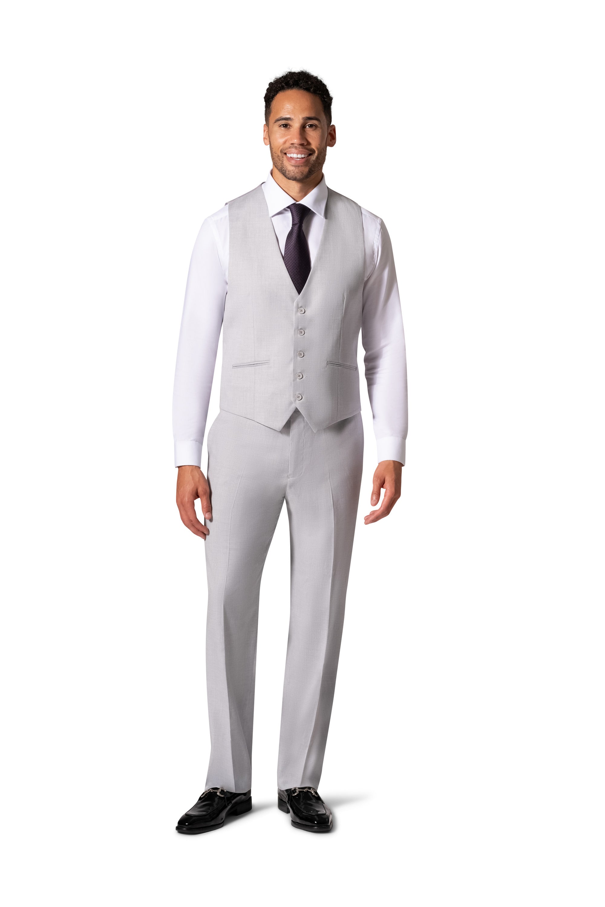 Bergamo Orange MARCO UNI 3PC Slim Peak Suit - Light Grey