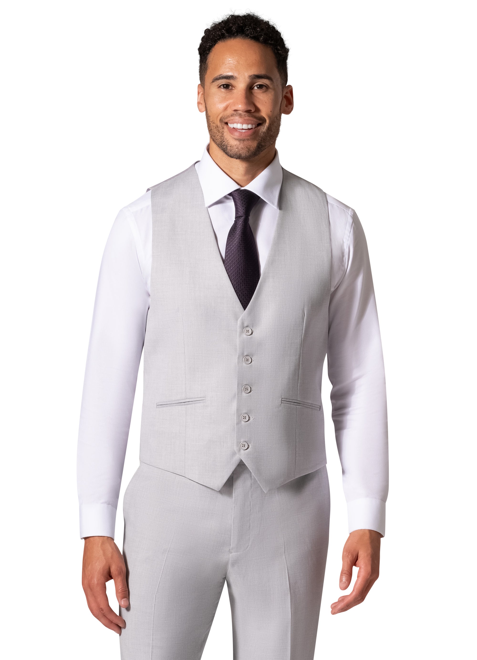Bergamo Orange MARCO UNI 3PC Slim Peak Suit - Light Grey