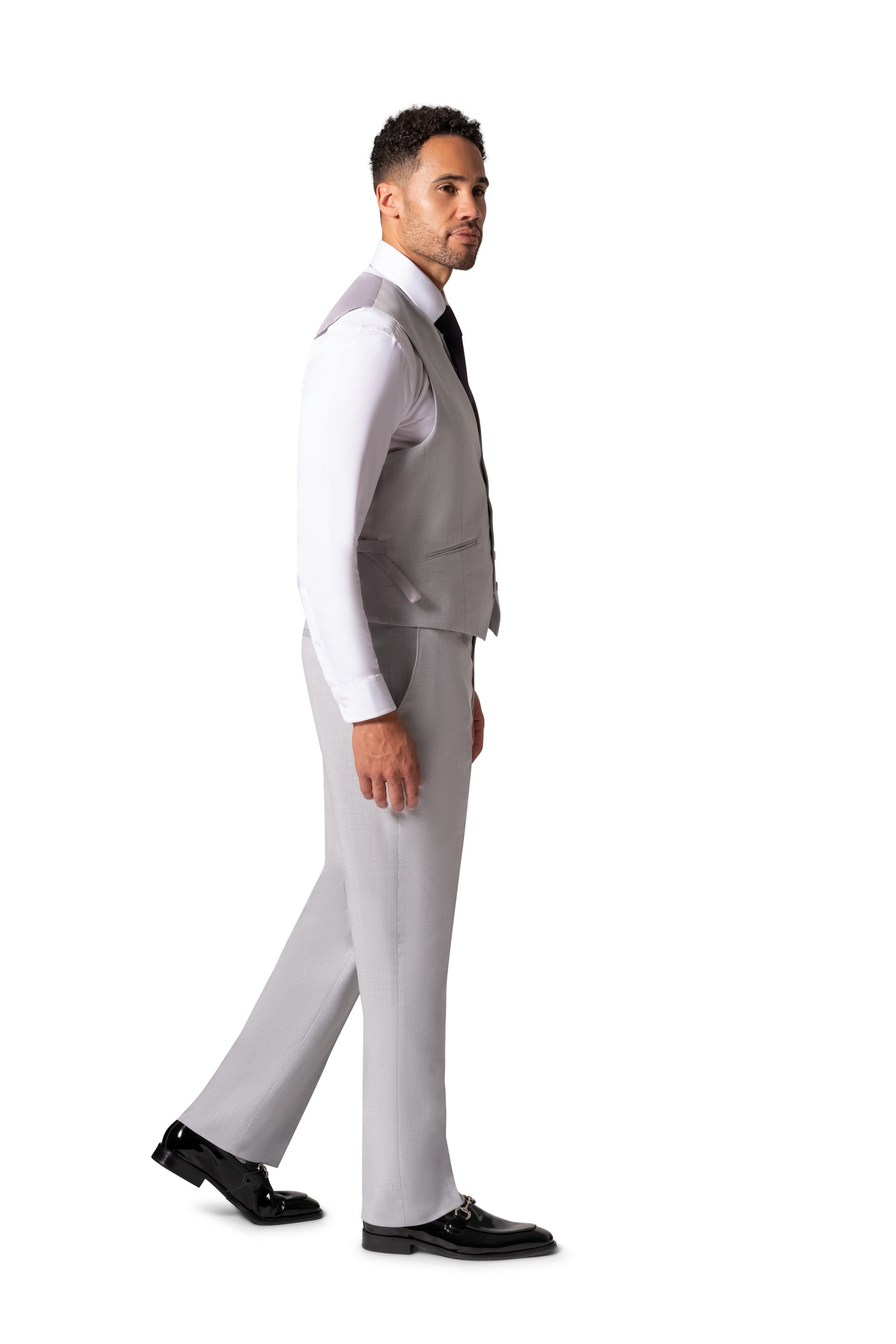 Bergamo Orange MARCO UNI 3PC Slim Peak Suit - Light Grey