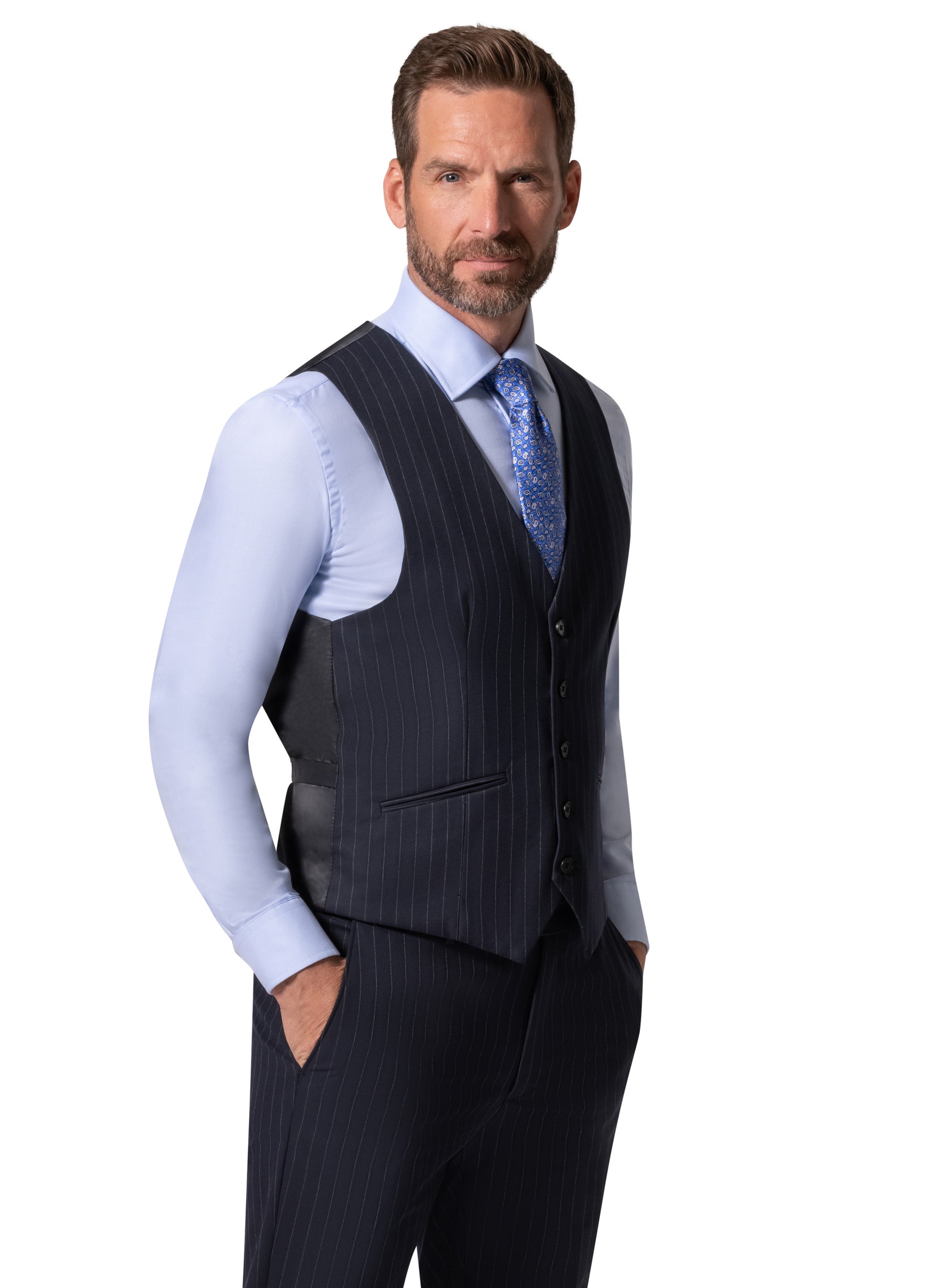Bergamo Orange BP04K-E32 3PC Slim Suit - Navy