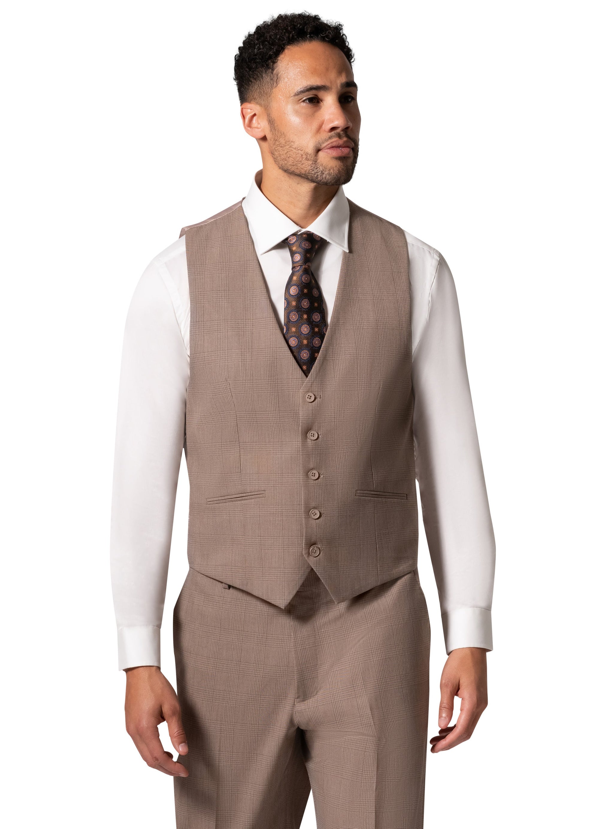 Berragamo BP04KE-07 3PC Notch Modern Big & Tall Suit - Tan