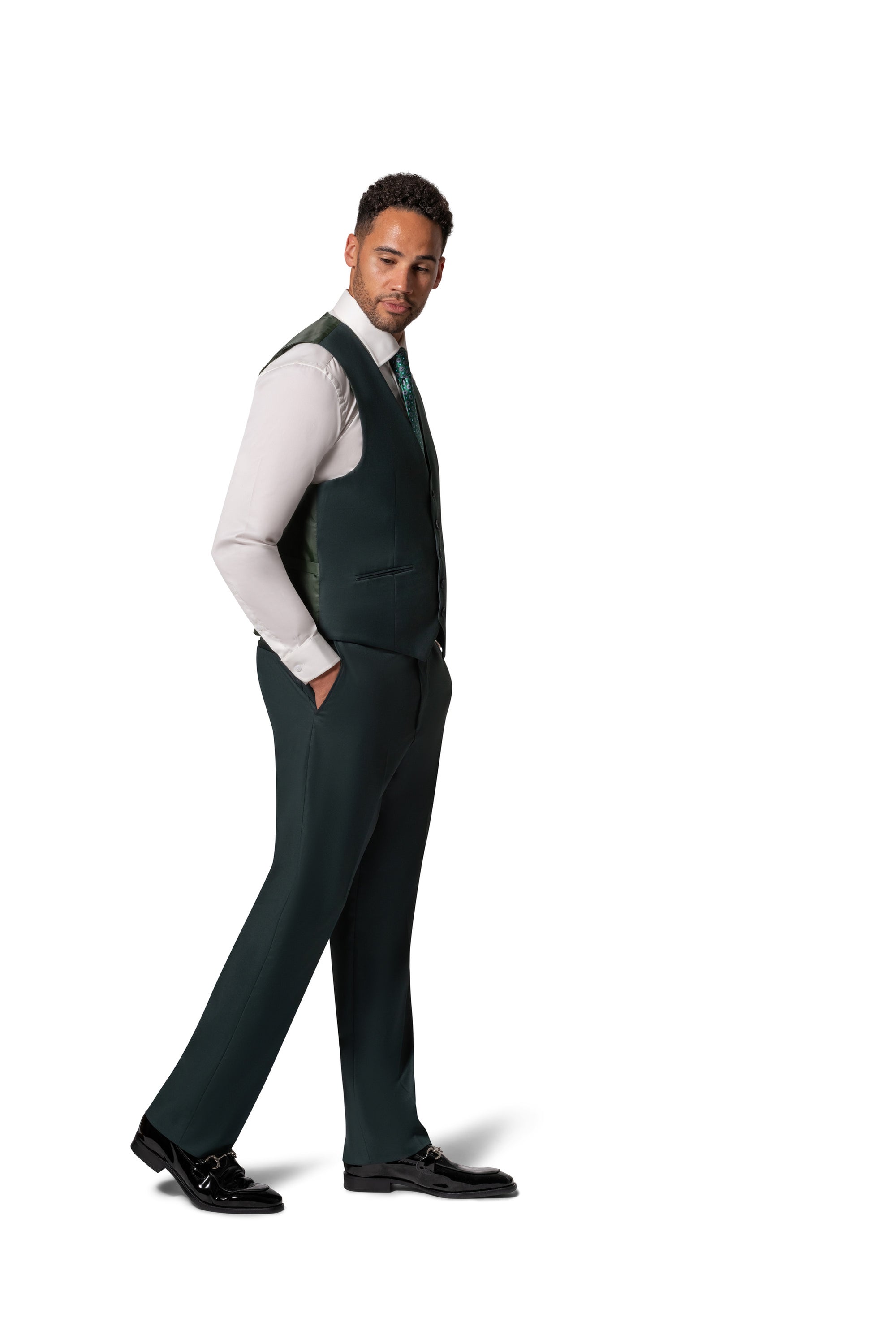 Bergamo Orange MARCO UNI 3PC modern Peak Suit - Hunter Green