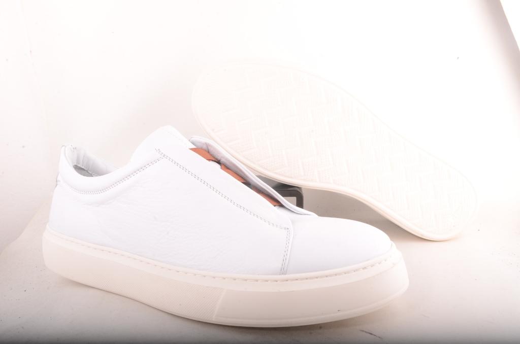 Sigotto Uomo White Leather Slip on Sneaker
