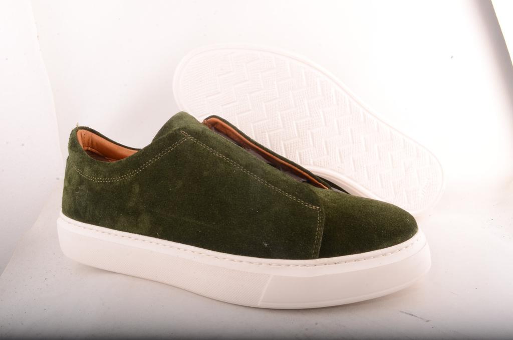 Sigotto Uomo Green Suede Slip on Sneaker