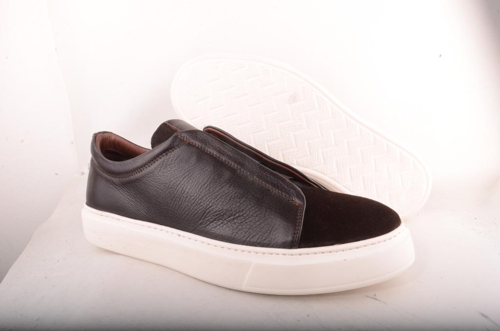 Sigotto Uomo Brown Suede & Leather Slip on Sneaker