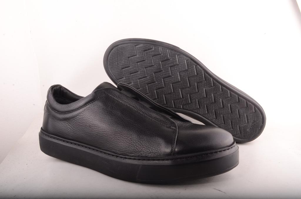 Sigotto Uomo Black Leather Slip on Sneaker