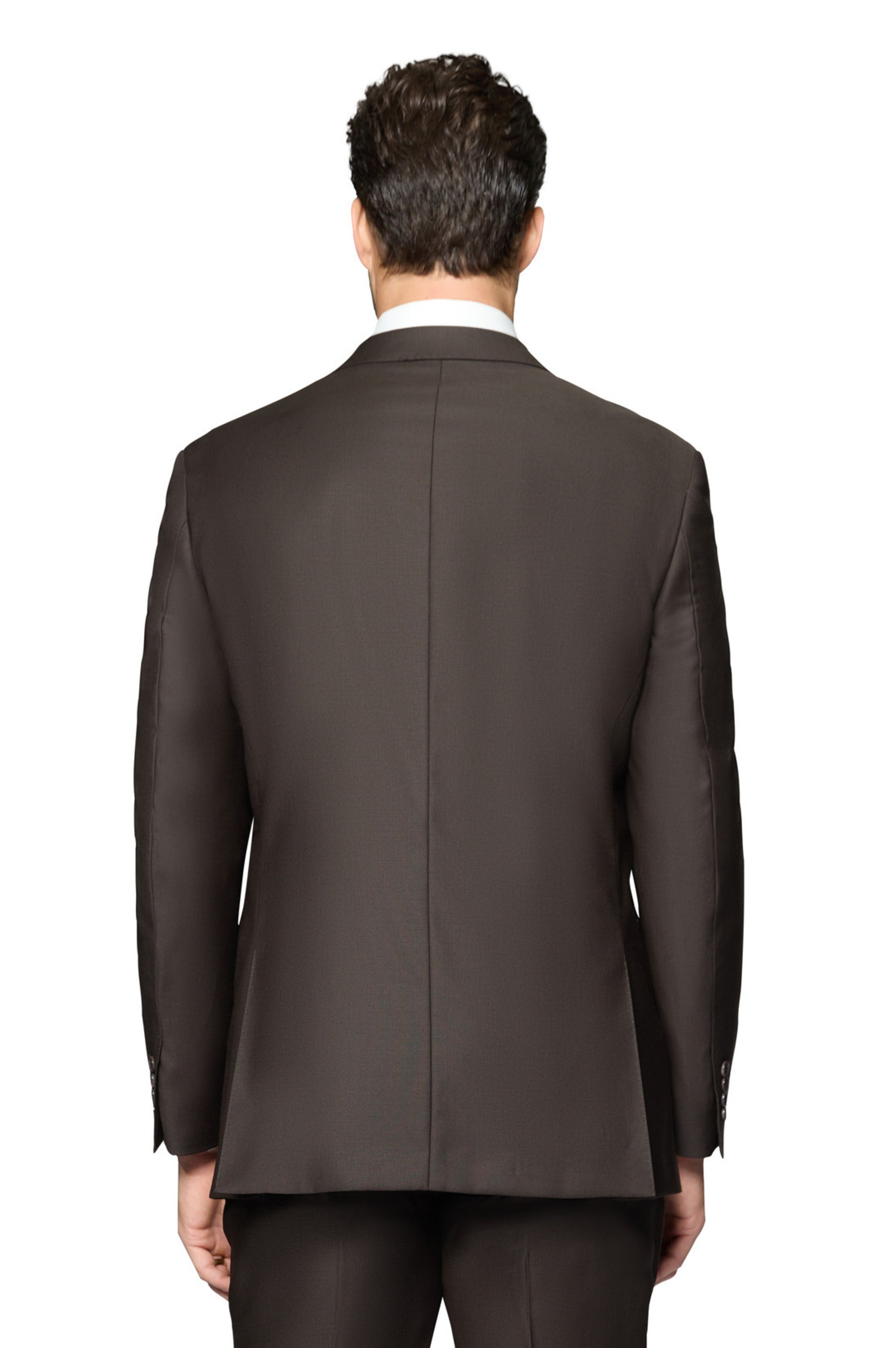 Berragamo Elegant - Faille Wool Solid Suit Modern - Dark Brown