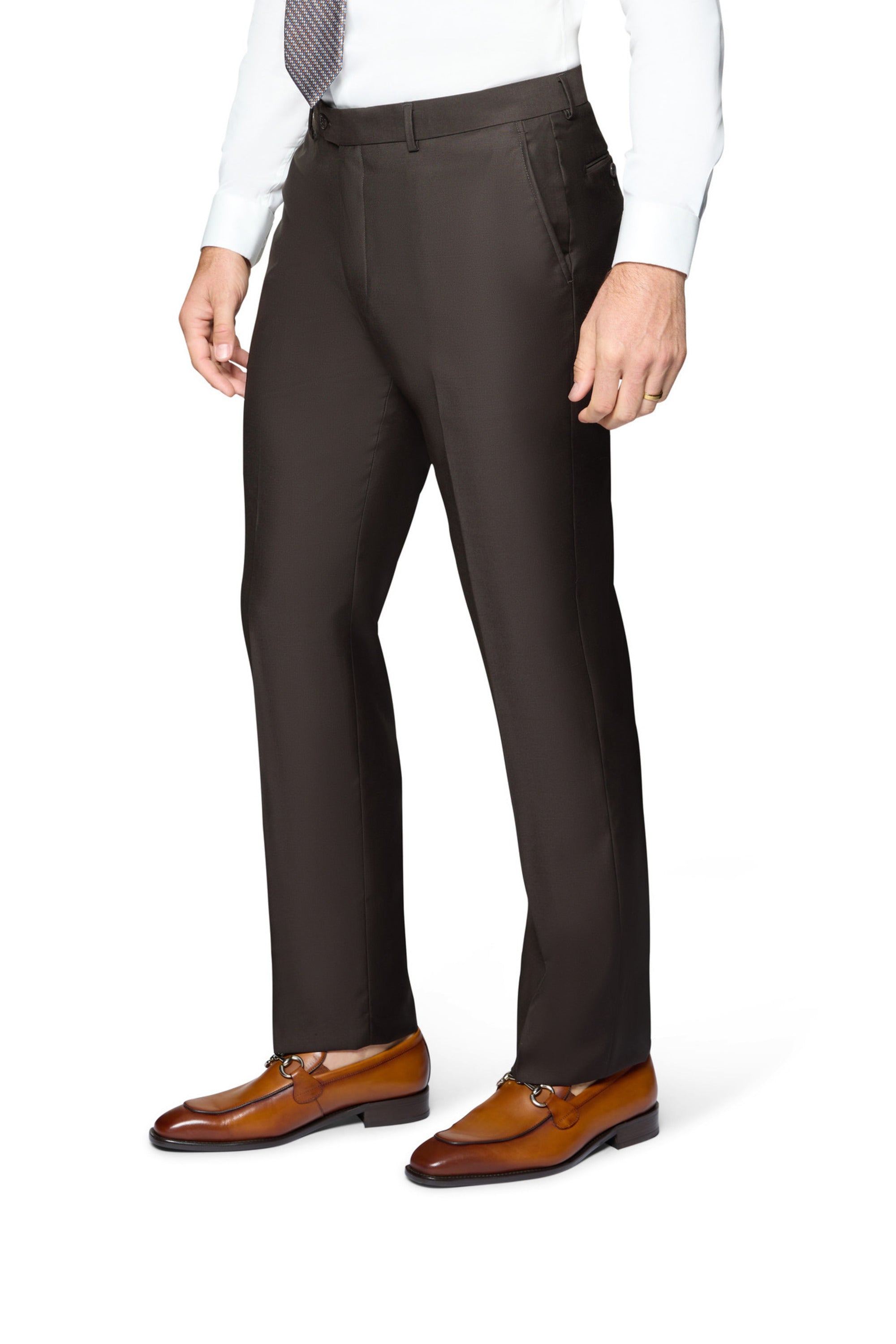 Bergamo Elegant - Faille Wool Solid Suit Modern - Dark Brown