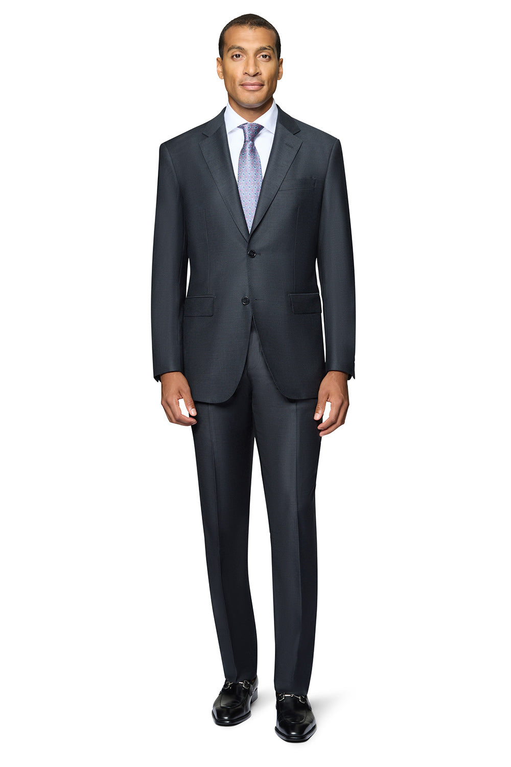 Bergamo Elegant - Faille Wool Solid Suit Slim - Charcoal