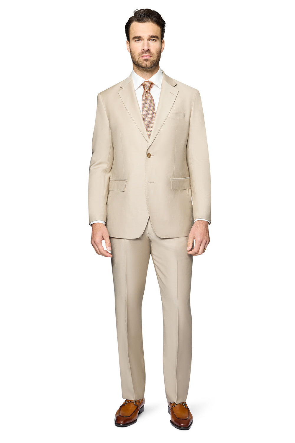 Berragamo Elegant - Faille Wool Solid Suit Modern - Tan