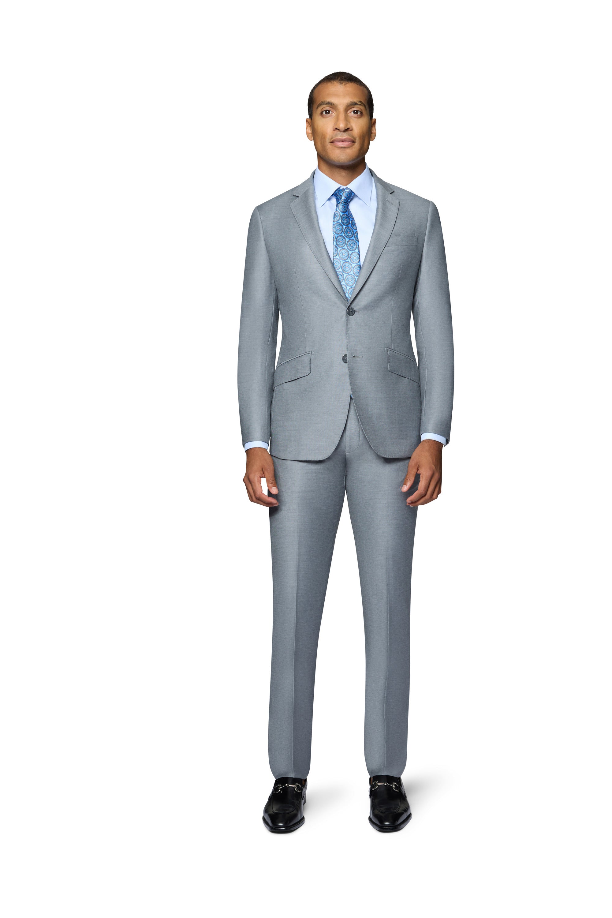 Bergamo Elegant - Faille Wool Solid Suit Modern - Medium Grey
