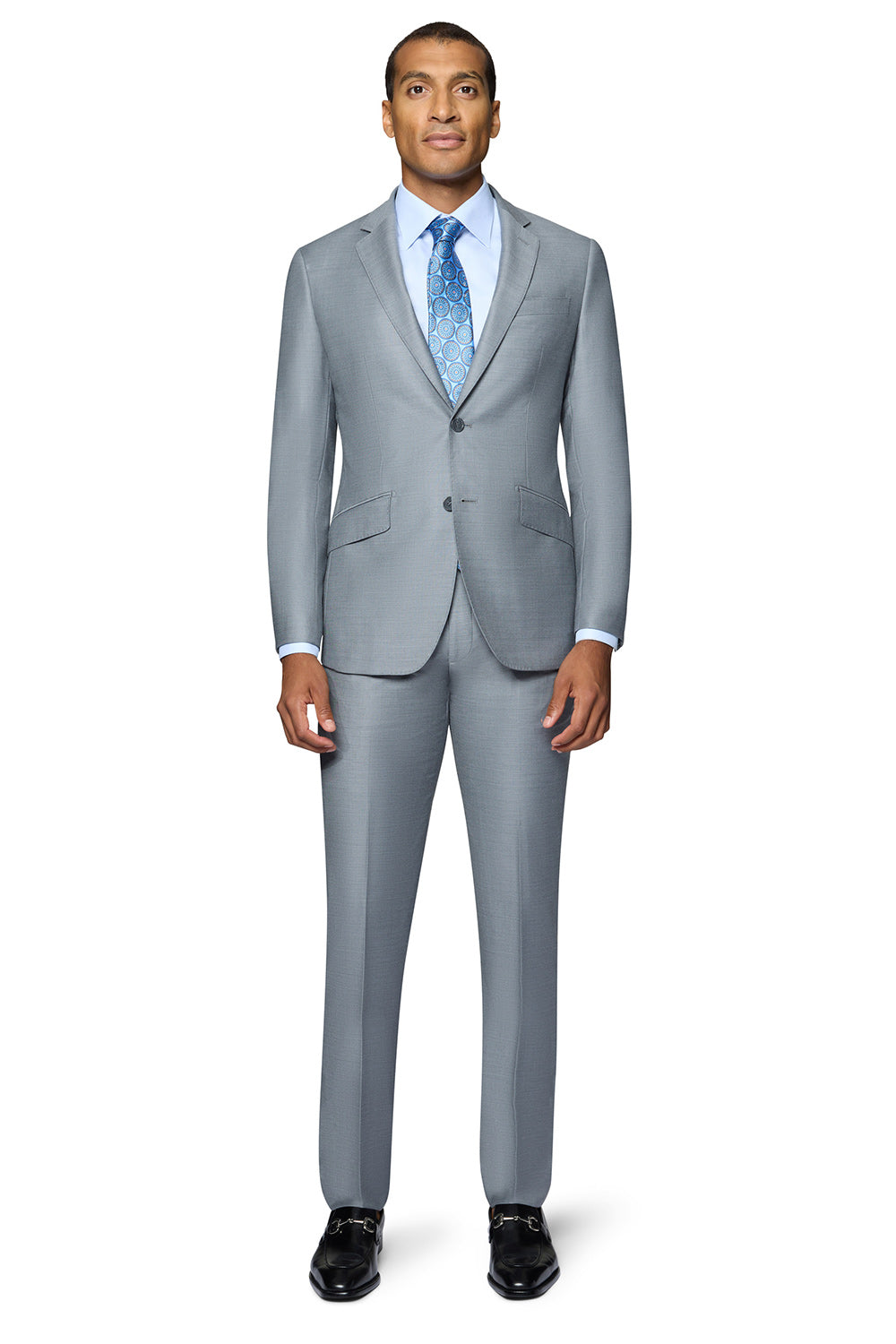 Berragamo Elegant - Faille Wool Solid Suit Modern - Medium Grey