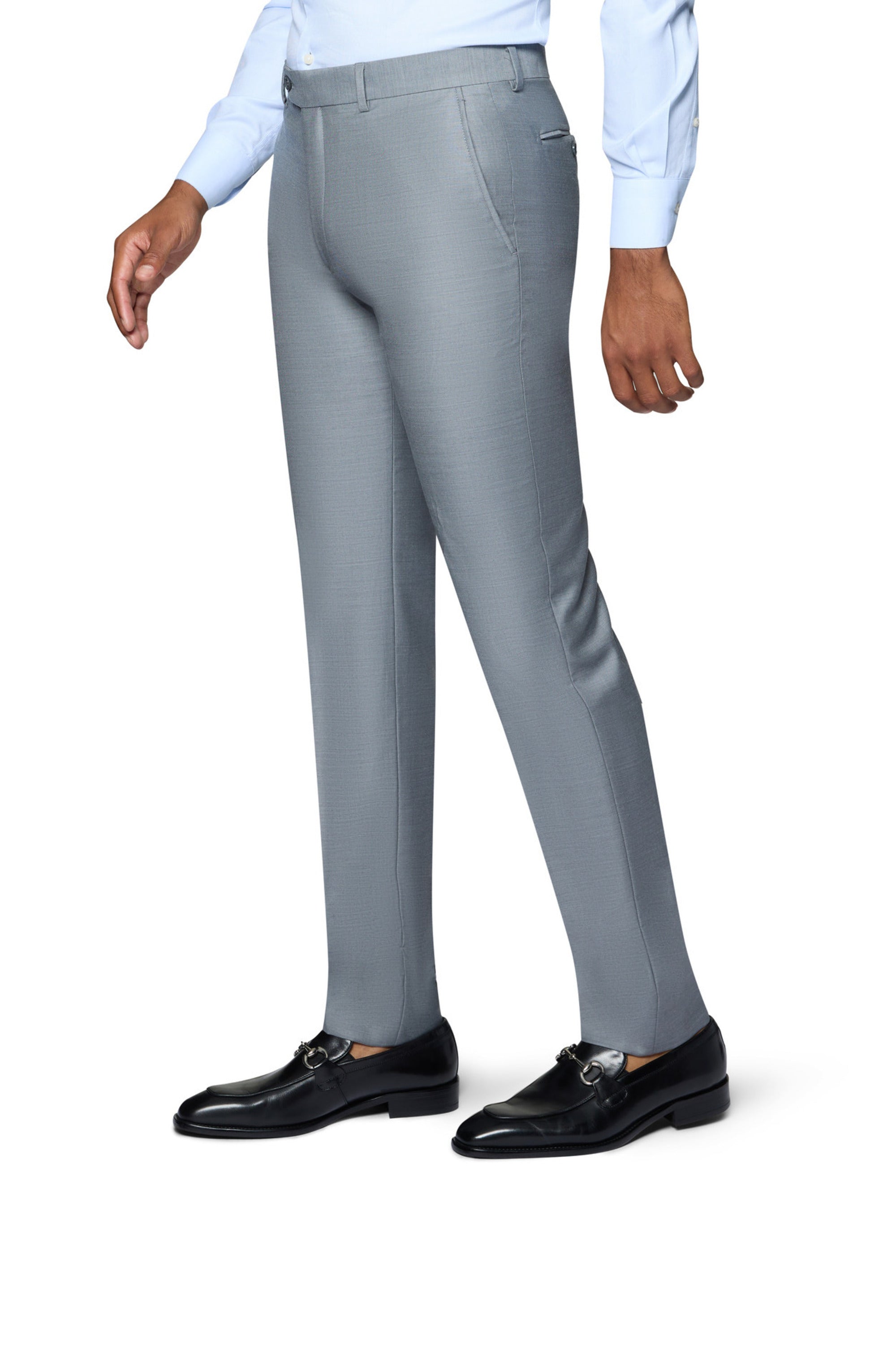 Bergamo Elegant - Faille Wool Solid Suit Modern - Medium Grey