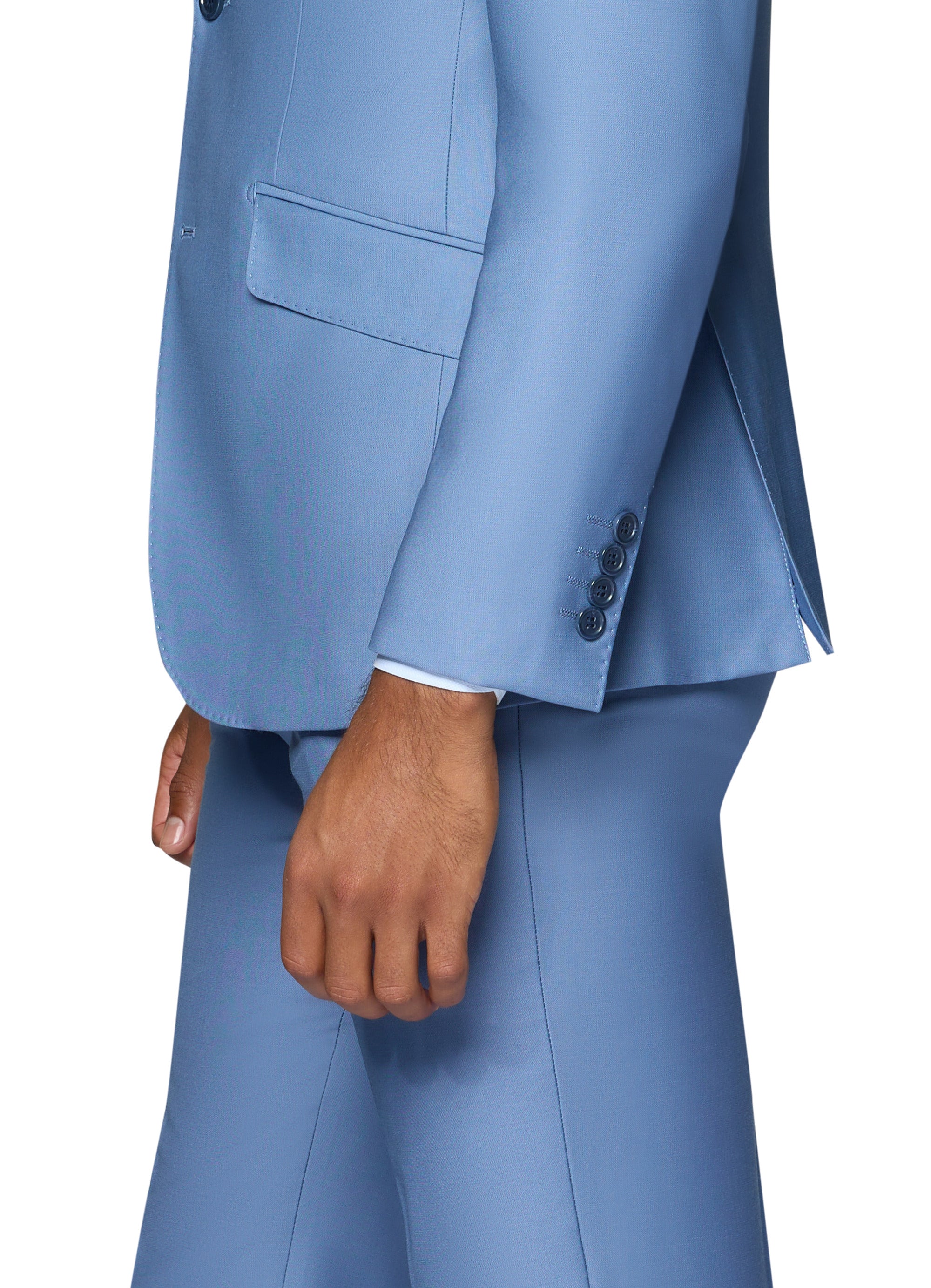 Berragamo Elegant - Faille Wool Solid Suit Modern - Light Blue