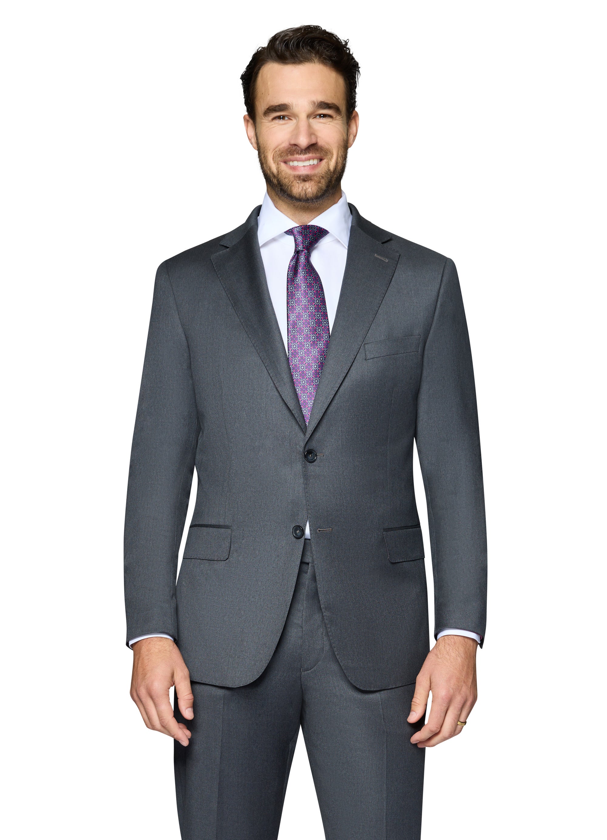 Berragamo - Reda | Slim 2-Piece Notch Solid Charcoal Suit