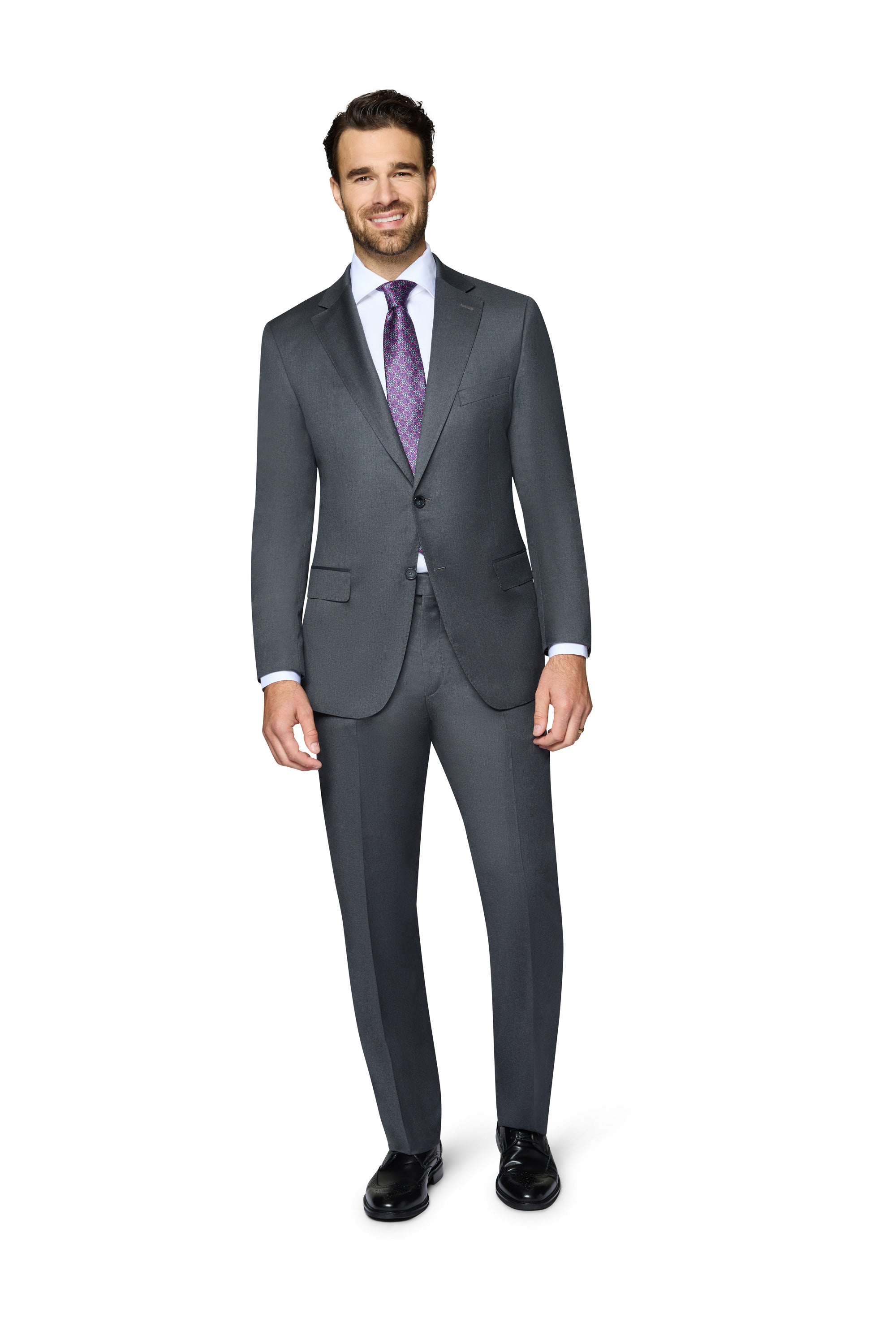 Berragamo - Reda | Slim 2-Piece Notch Solid Charcoal Suit