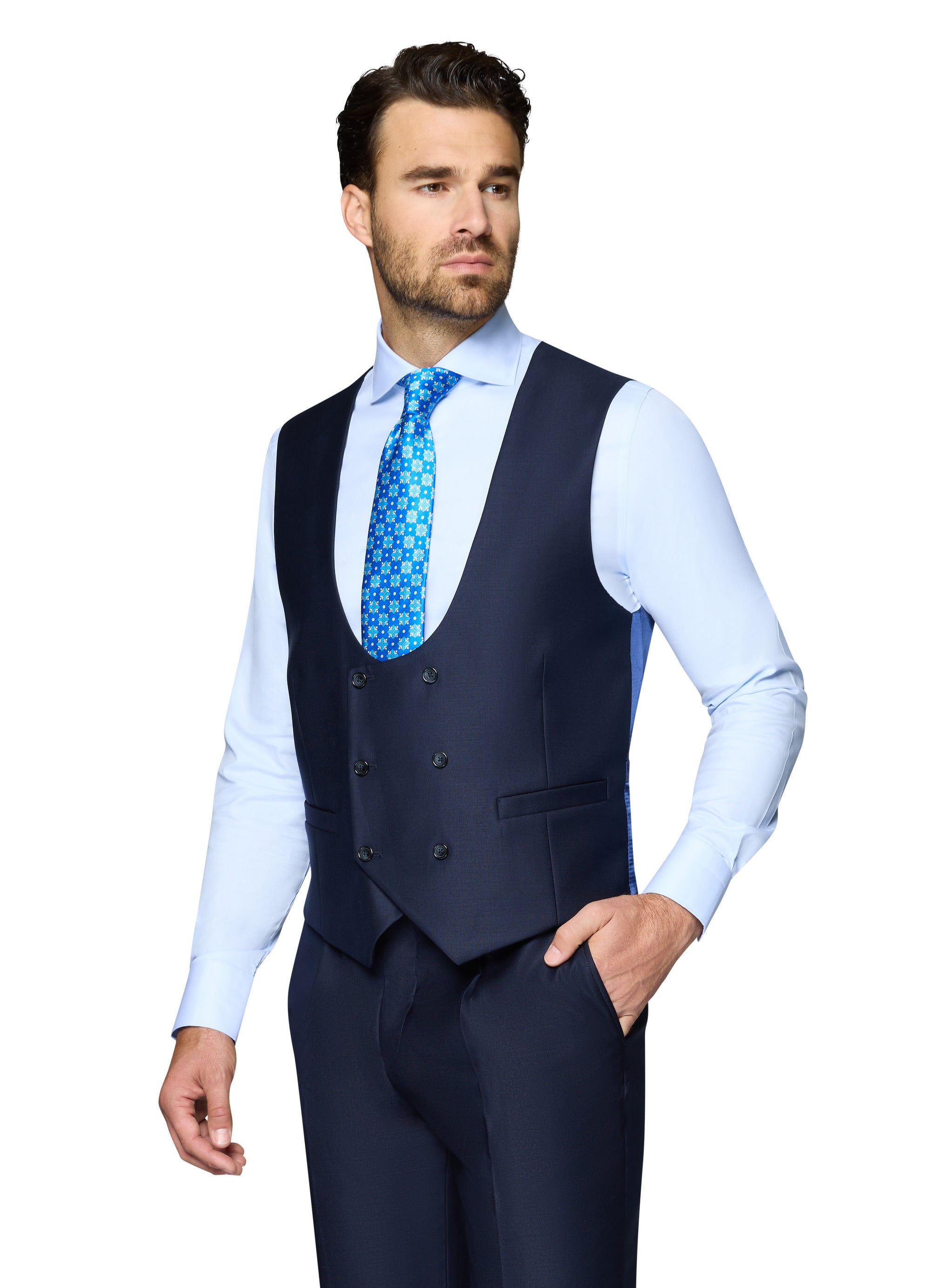 Berragamo Essex Elegant - Faille Wool Solid Suit - Navy