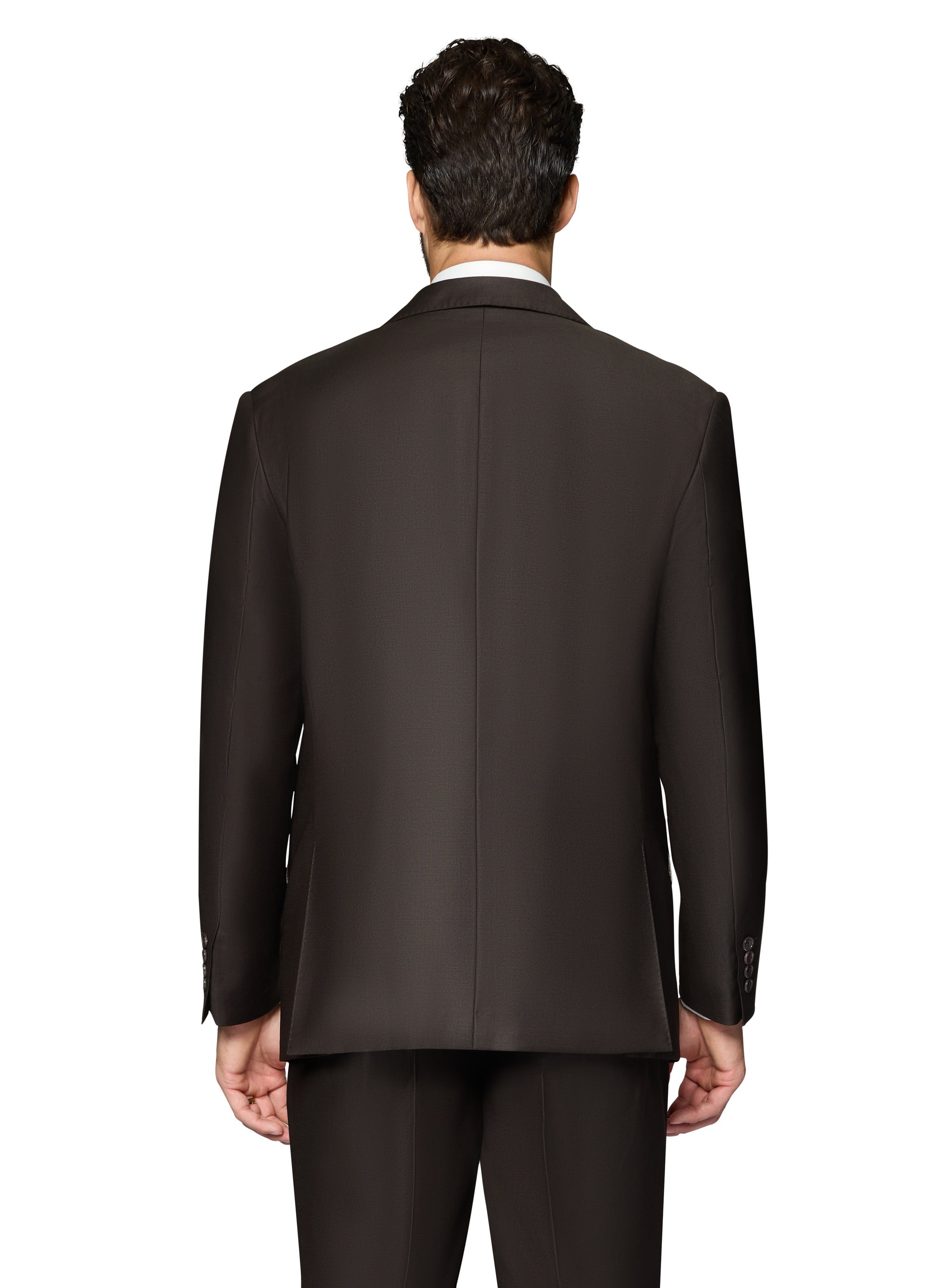 Bergamo Essex Elegant - Faille Wool Solid Suit - Brown