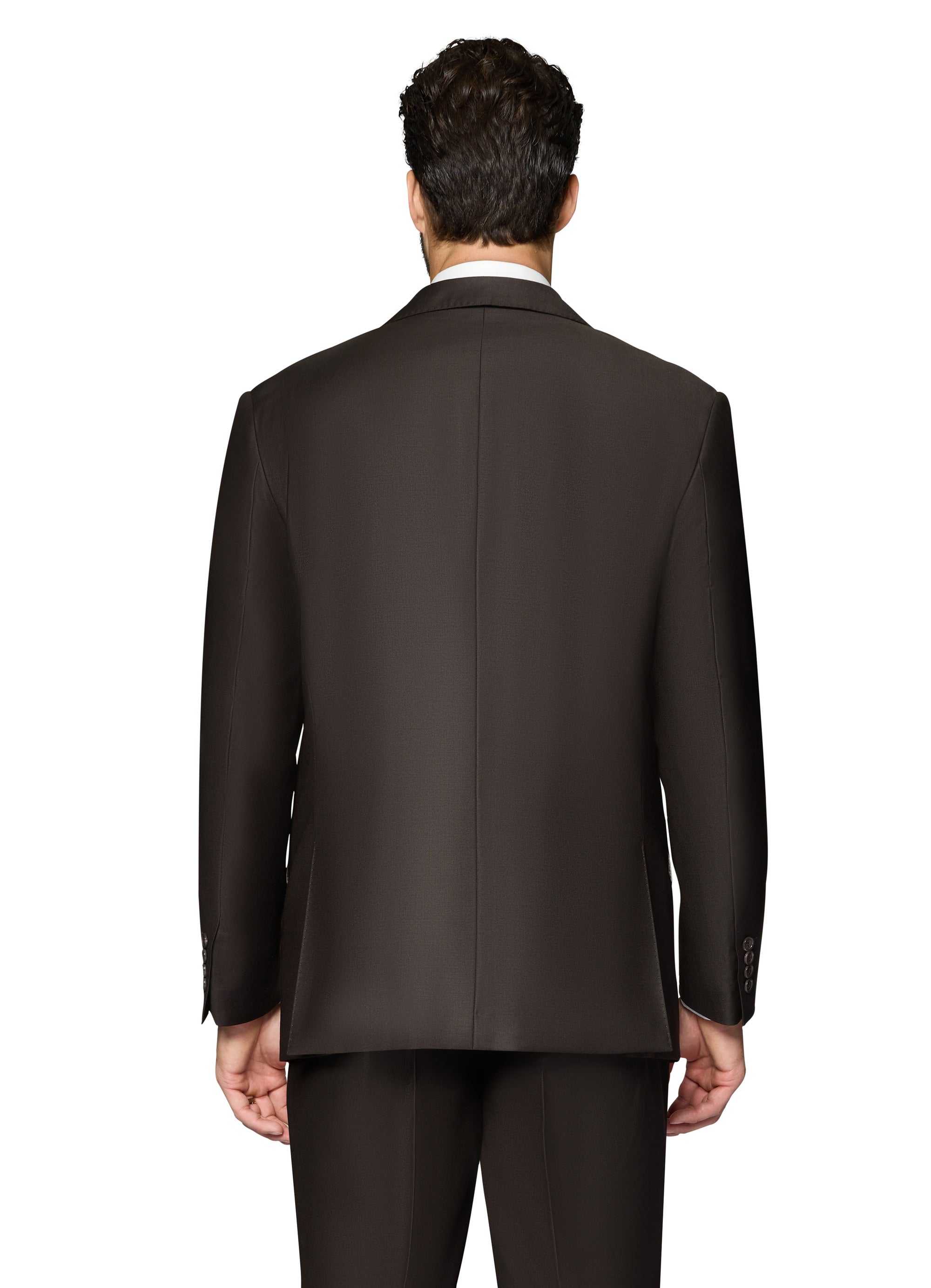 Berragamo Essex Elegant - Faille Wool Solid Suit - Brown